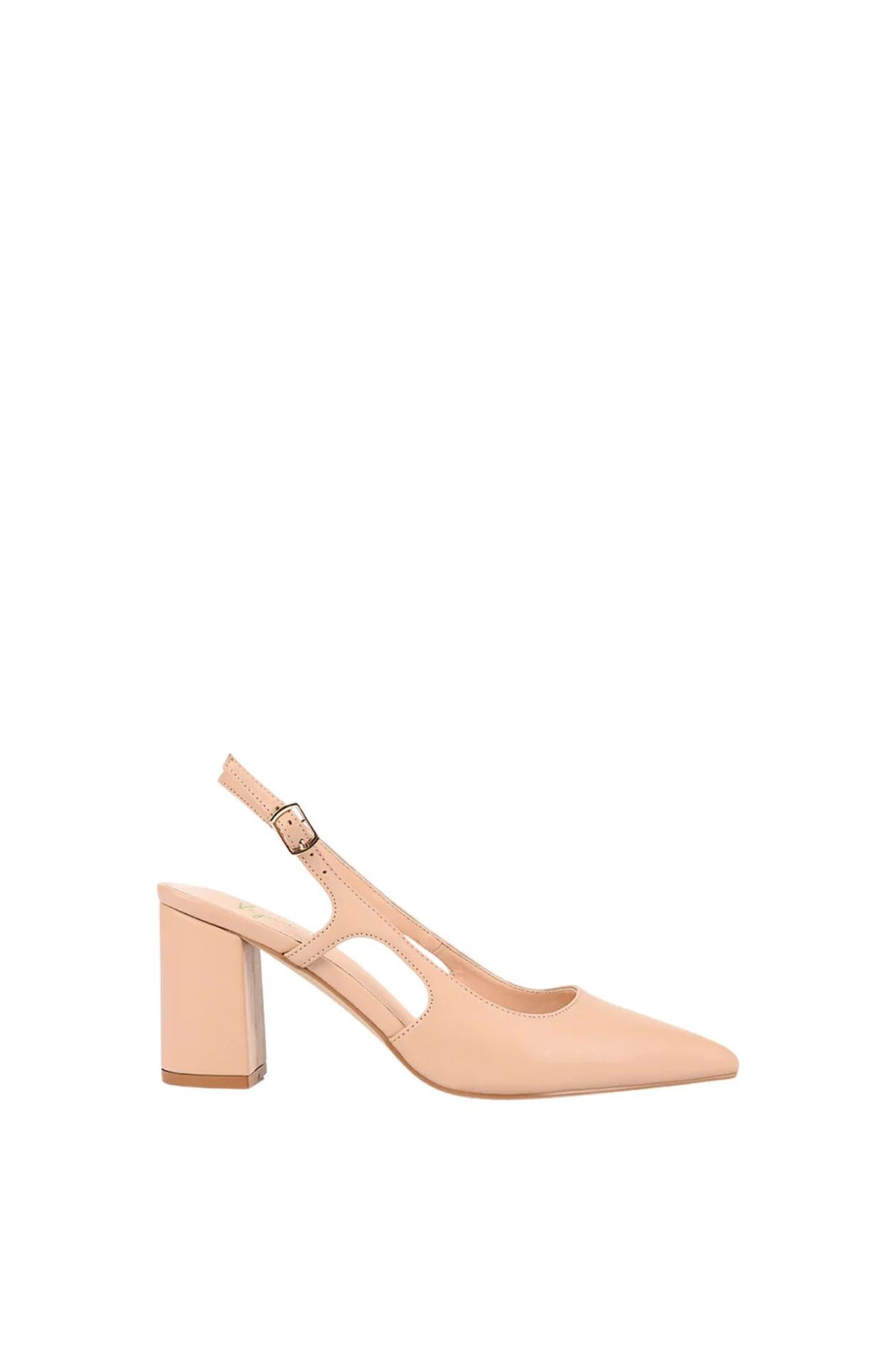 Elton Slingback Block Heels Nude