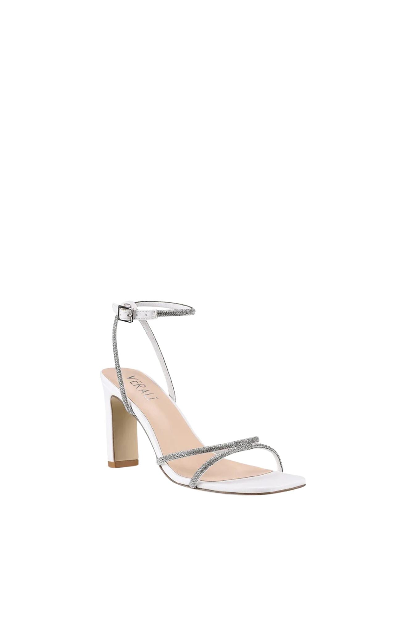 Kian Block Heel White Silver