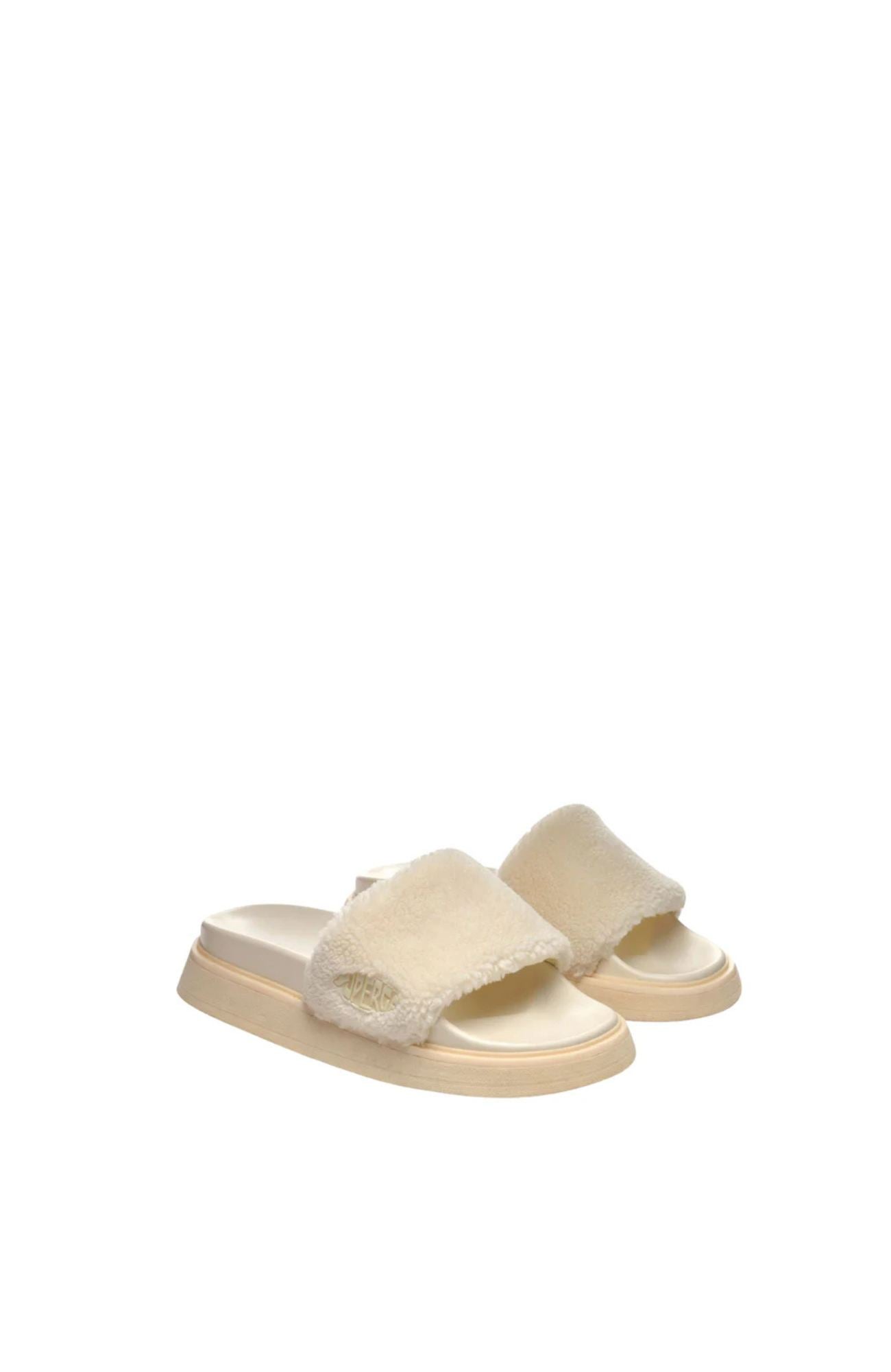 1918 Slide Platform Faux-Fur Beige Lt Eggshell