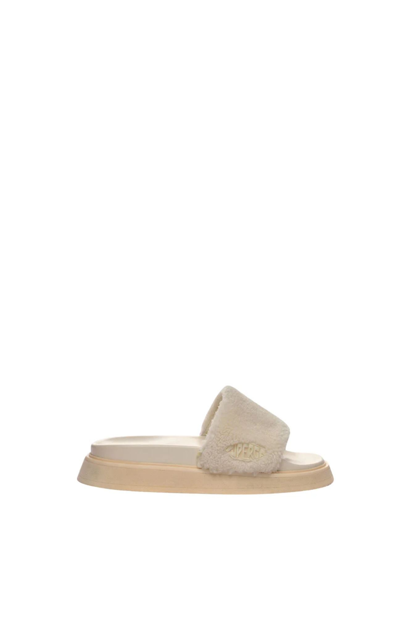 1918 Slide Platform Faux-Fur Beige Lt Eggshell