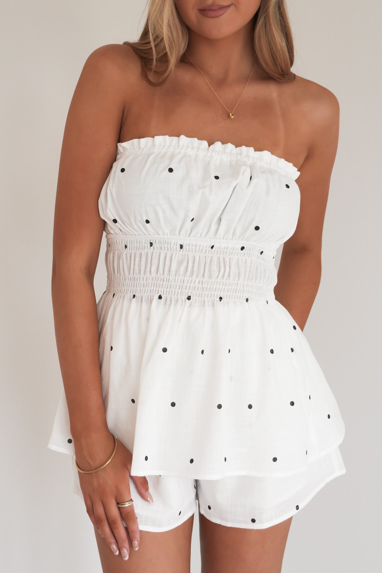 Addison Set White Polka Dot