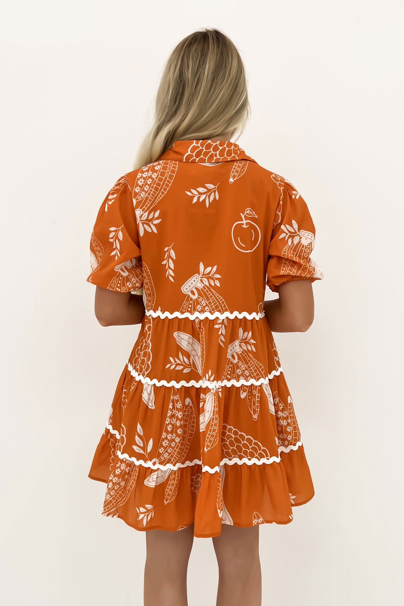 Alice Mini Dress White Rust Riviera