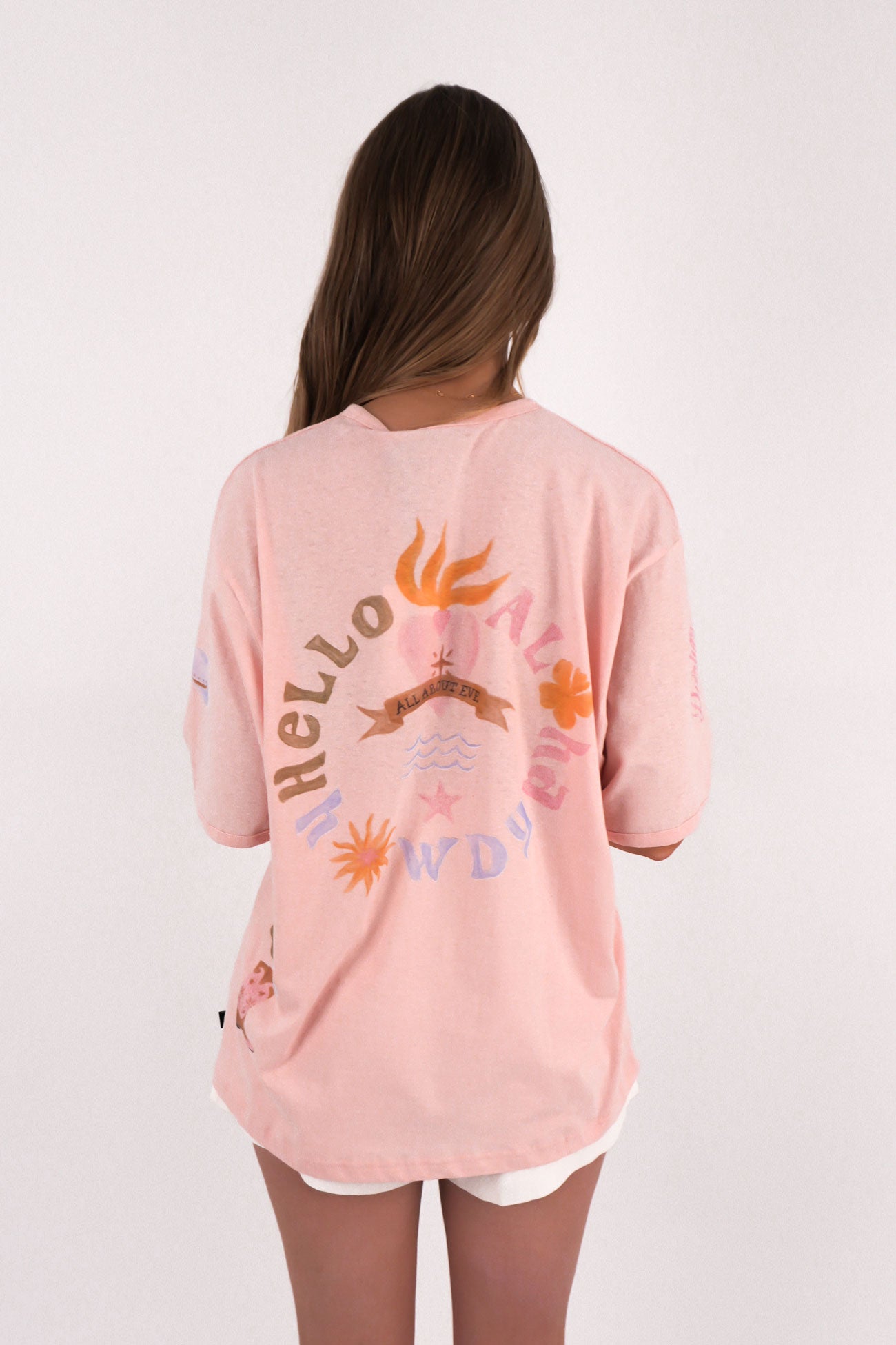 Aloha Howdy Oversized Tee Pale Pink
