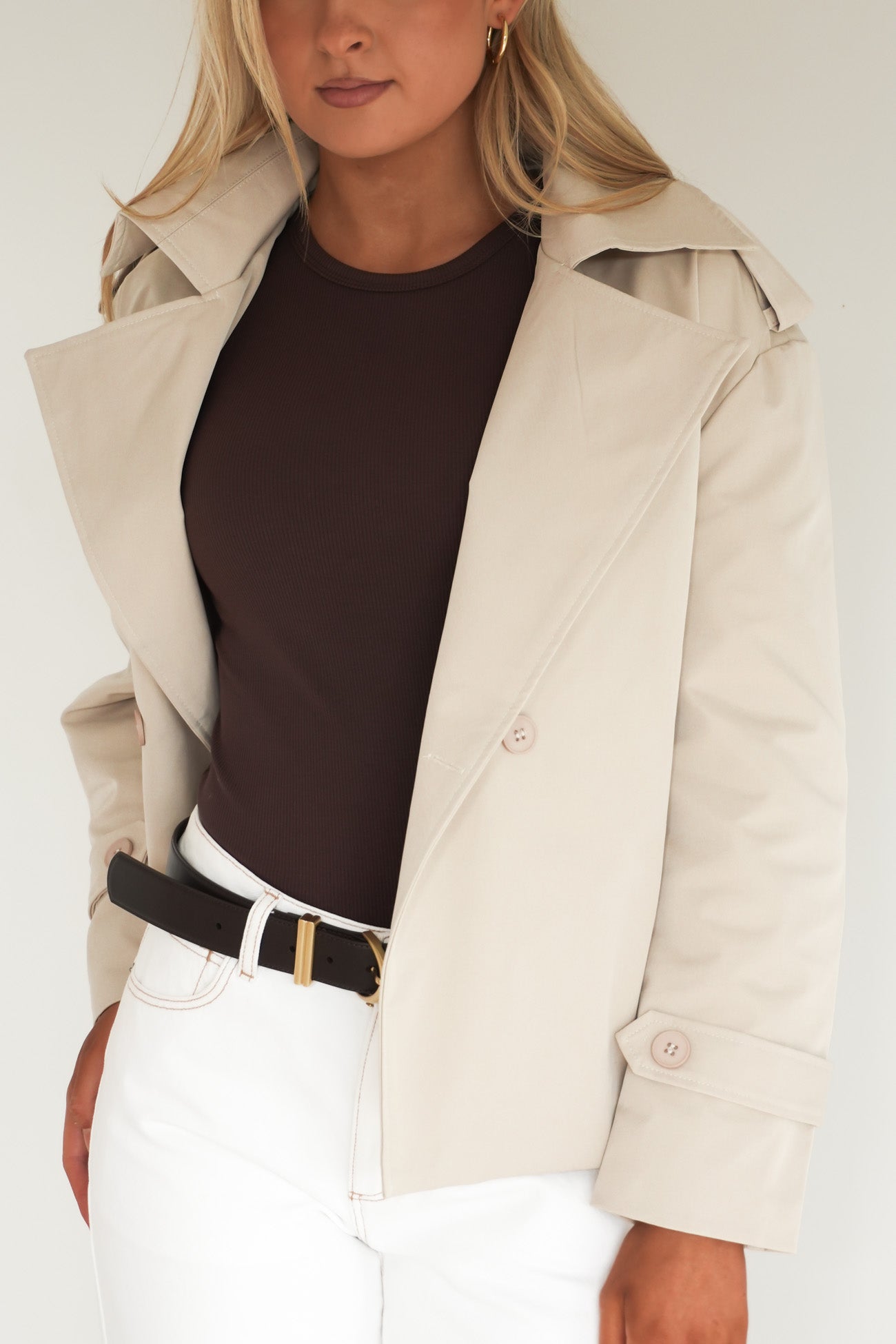 Alysia Crop Trench Beige