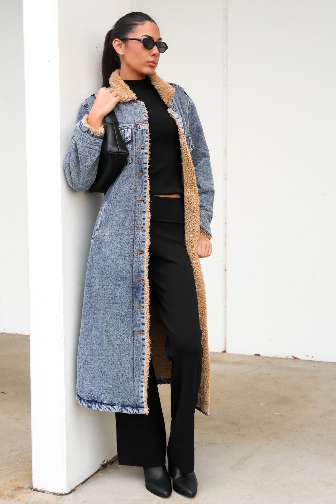 Angelina Denim Coat Blue Acid Wash
