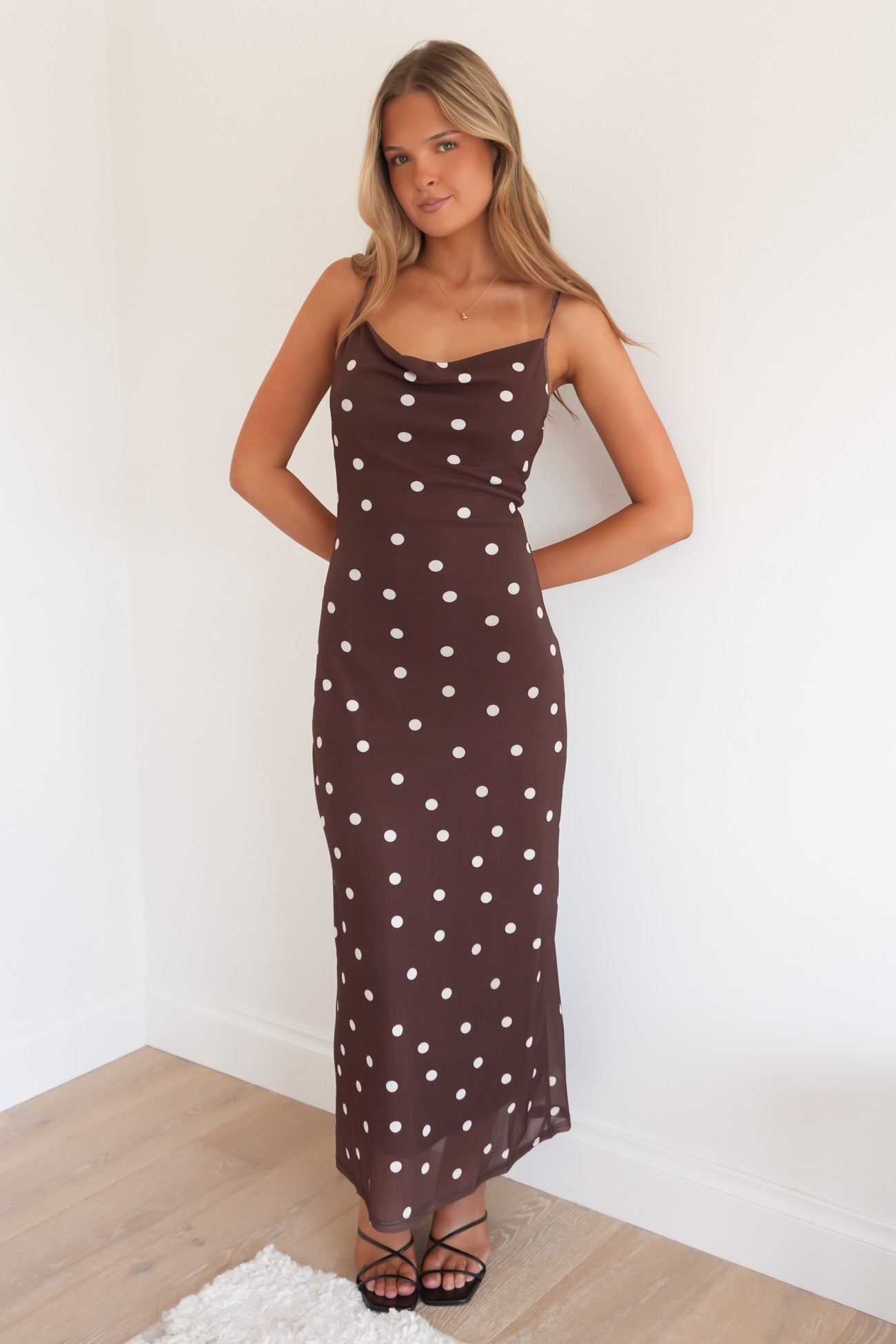 Annette Maxi Dress Chocolate Polka Dot