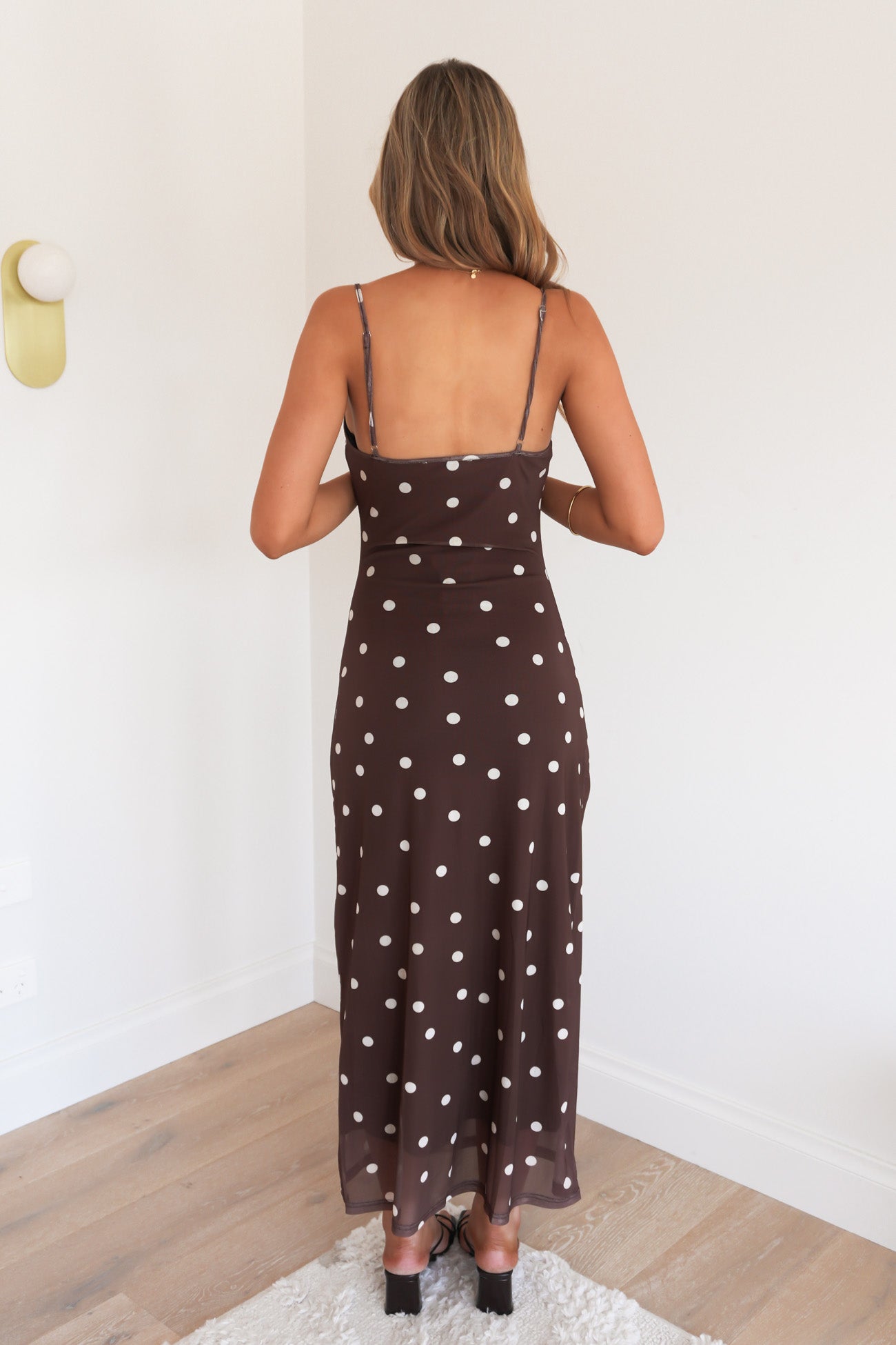 Annette Maxi Dress Chocolate Polka Dot