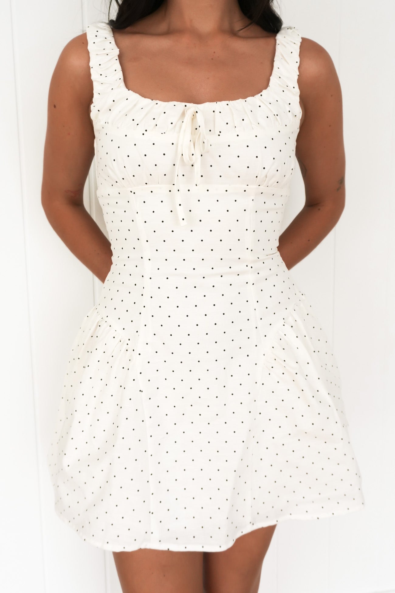 Anny Mini Dress White Polka Dot