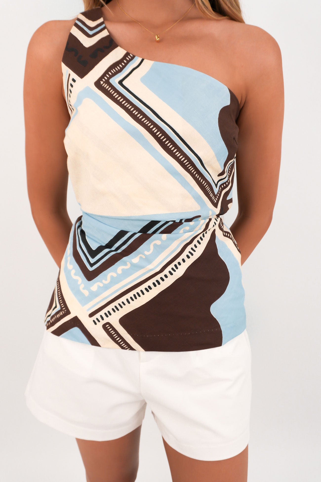 Antibes One Shoulder Top Blue