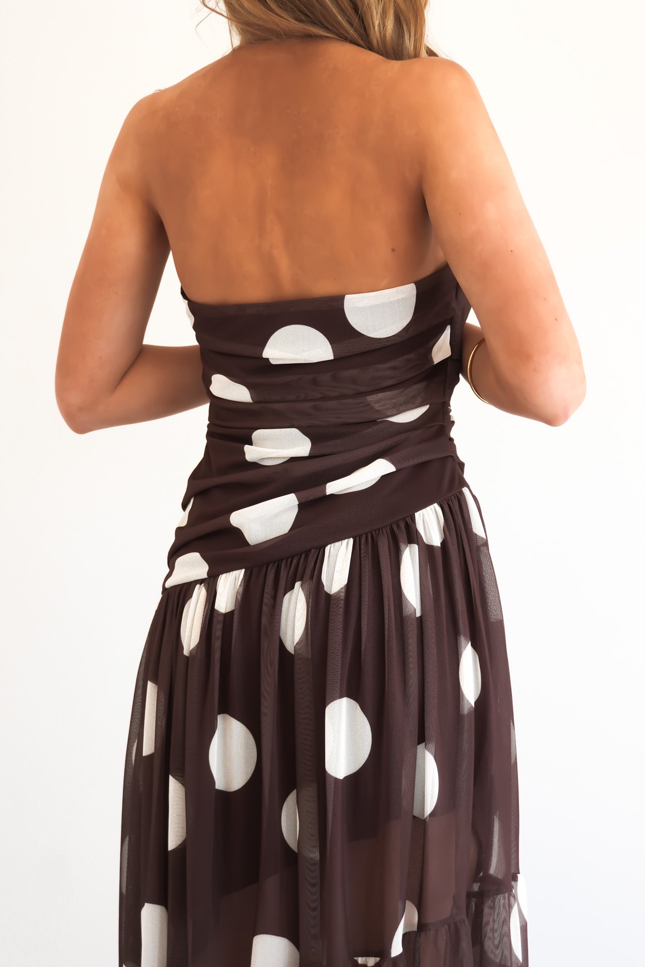 Aruba Maxi Dress Chocolate Polka Dot