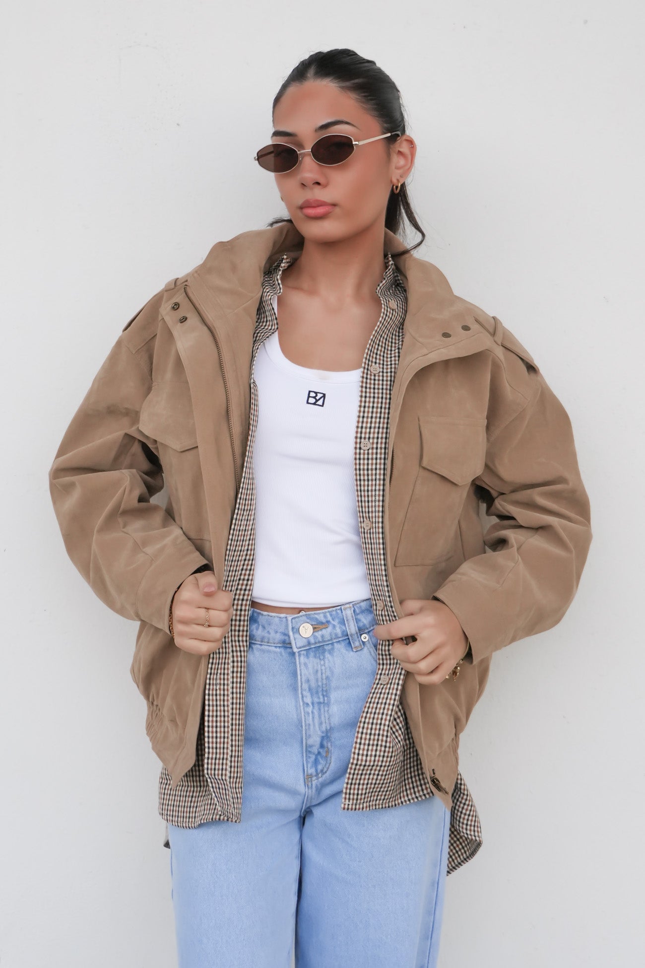 Ashe Bomber Taupe Suede
