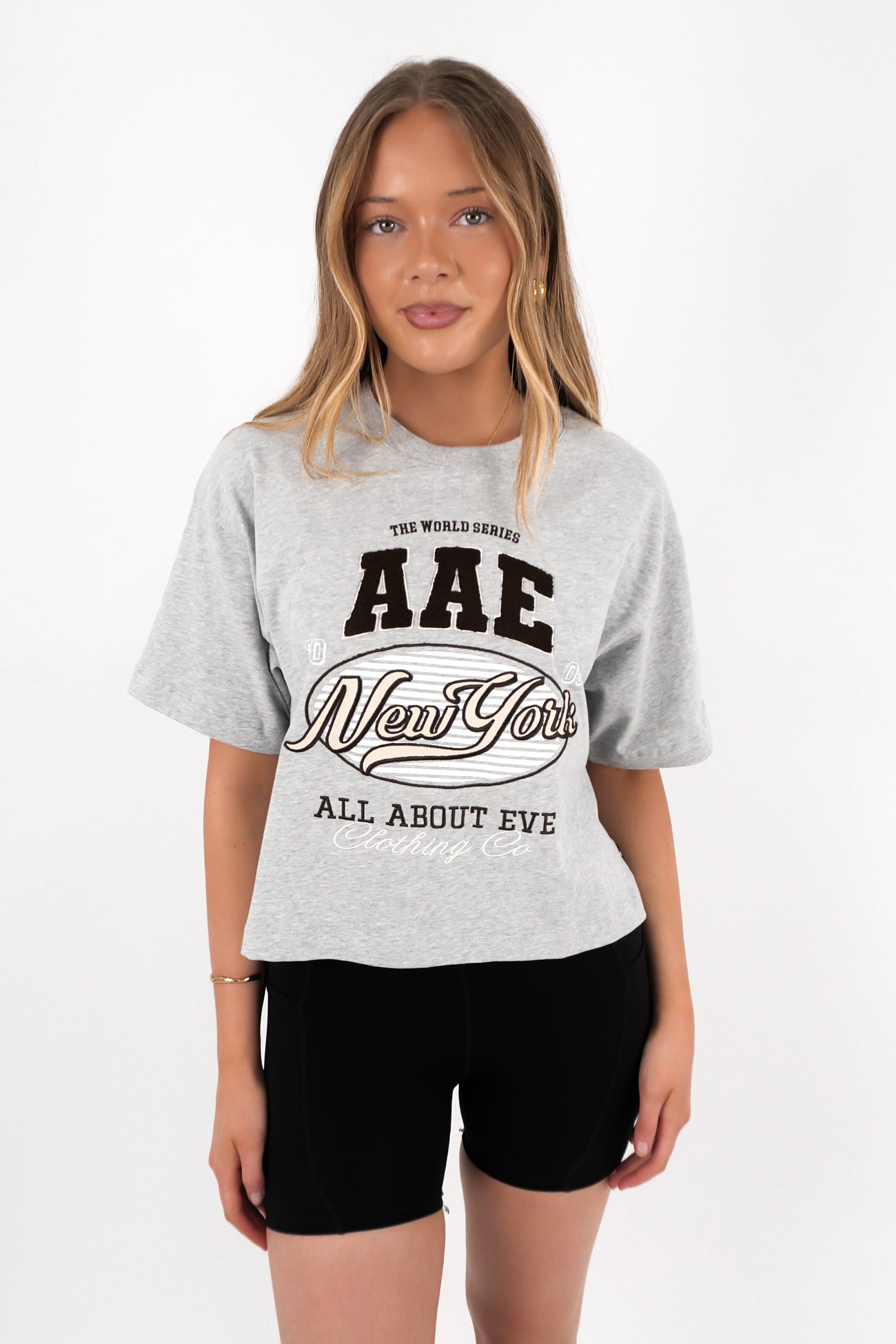 Athletica Relaxed Crop Tee Grey Marle