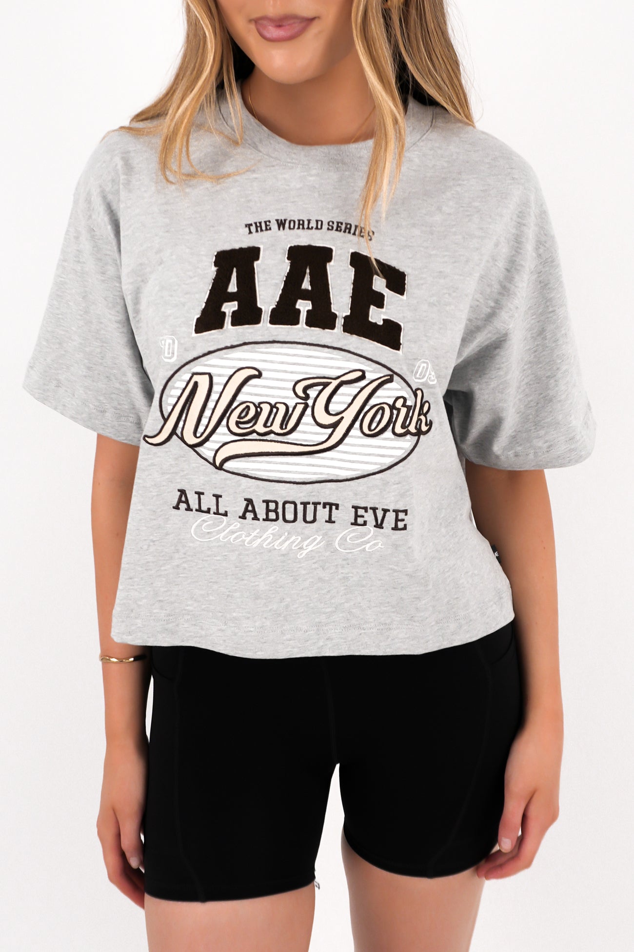 Athletica Relaxed Crop Tee Grey Marle