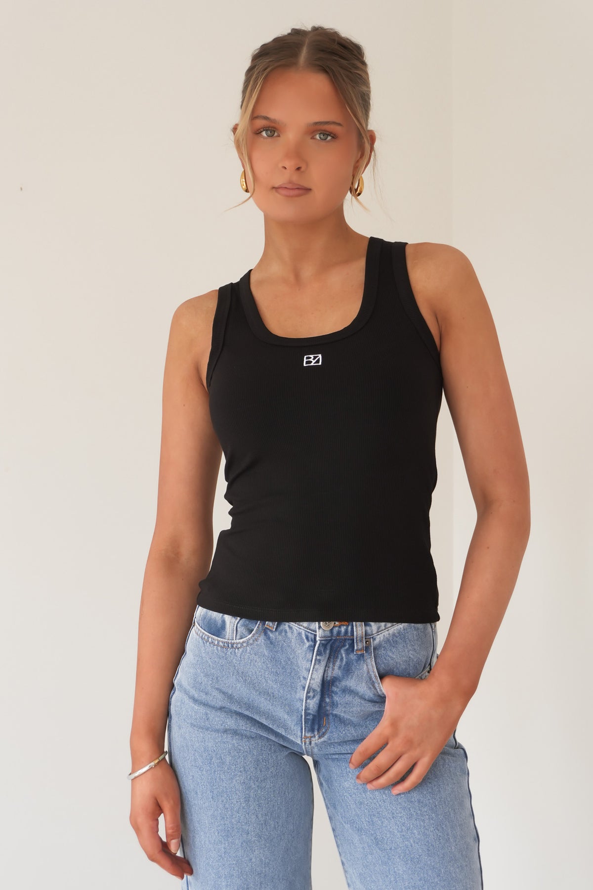 BZ Luxe Rib Tank Black