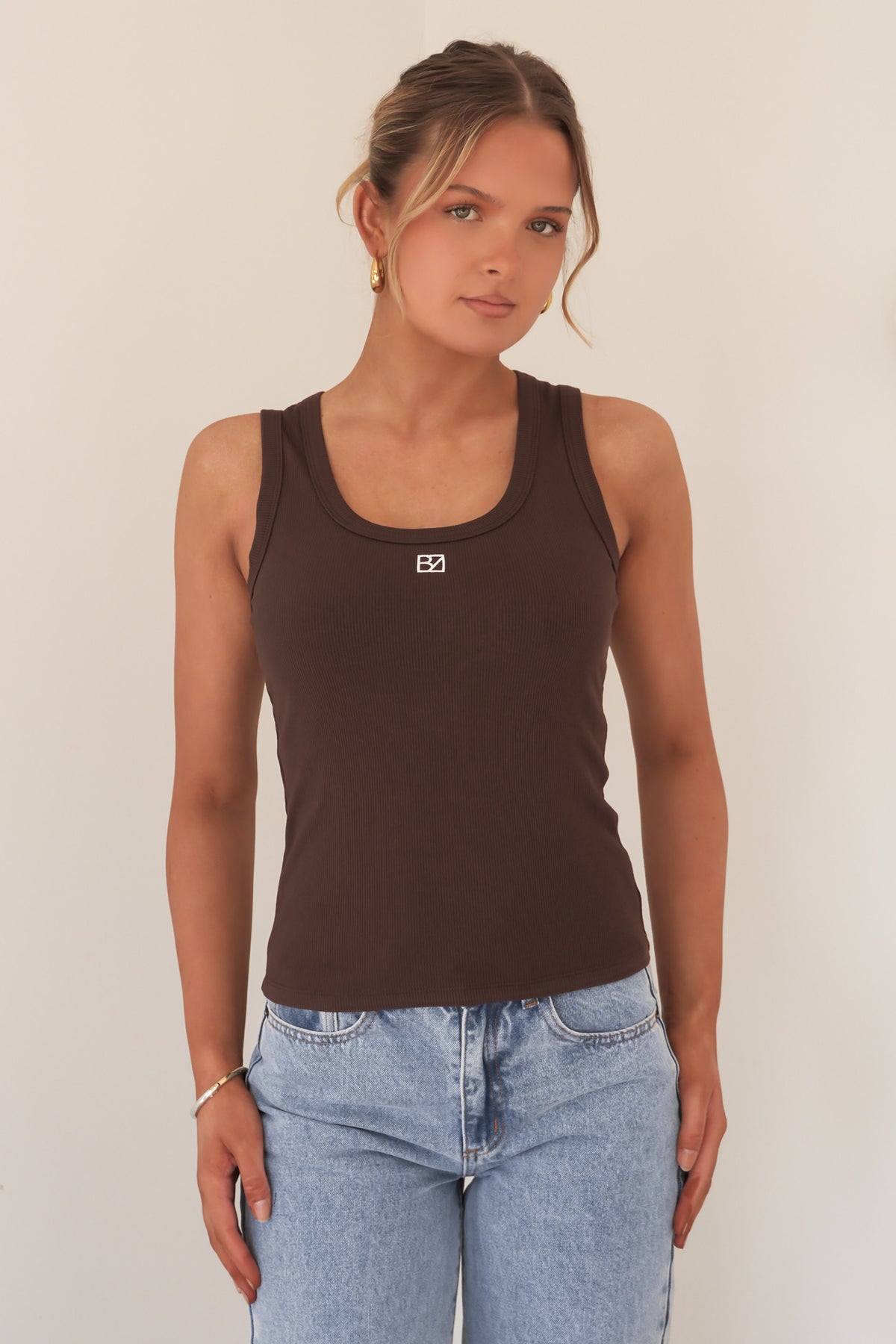 BZ Luxe Rib Tank Chocolate