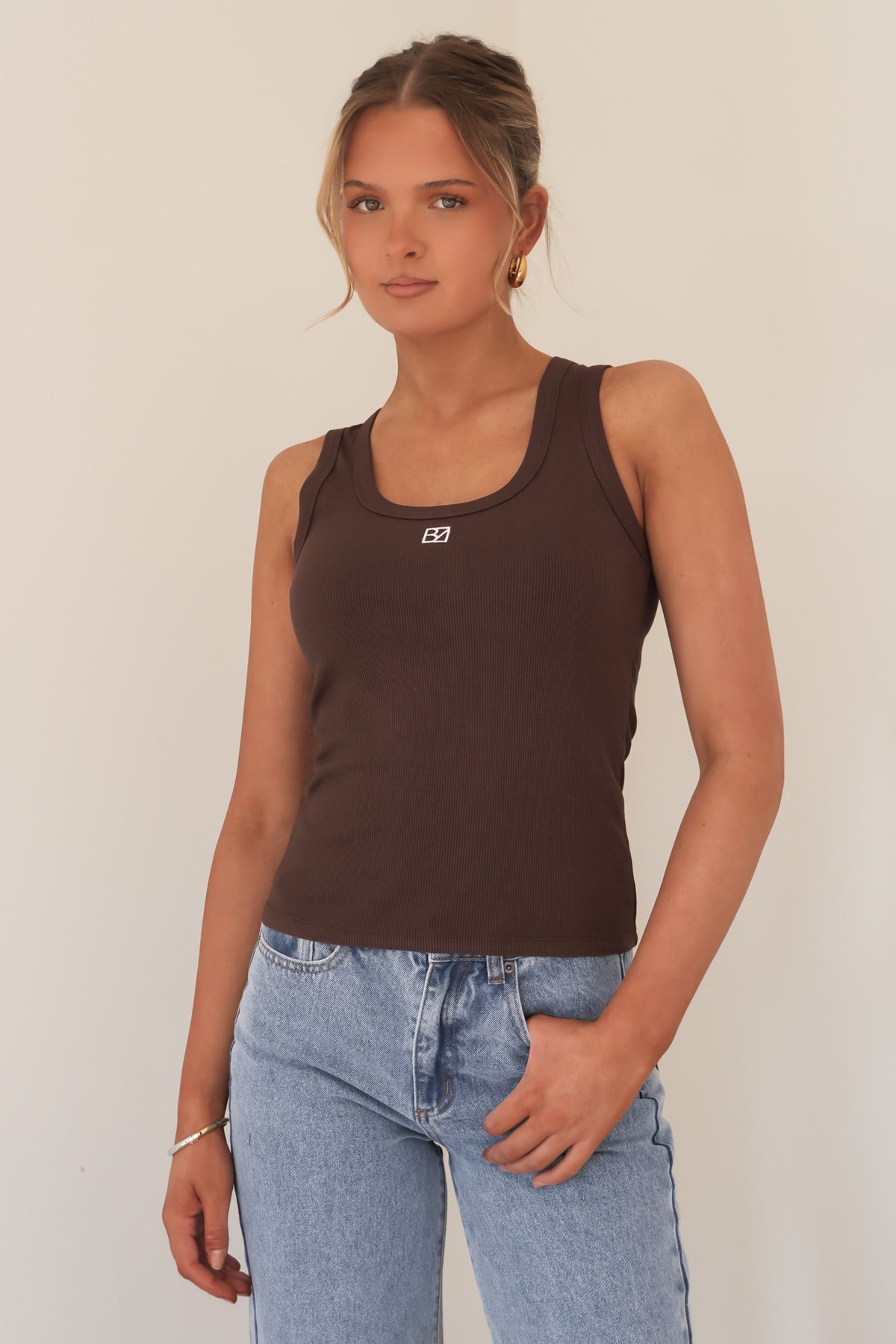 BZ Luxe Rib Tank Chocolate