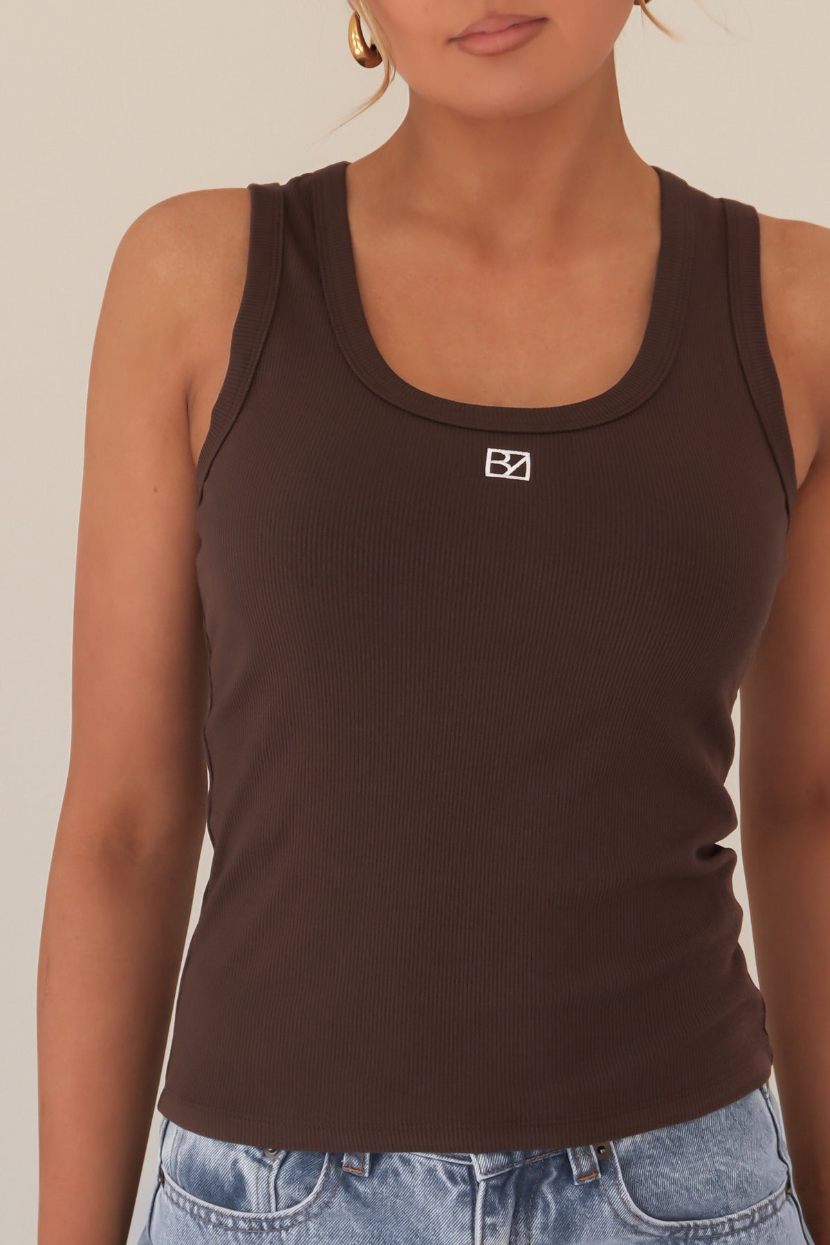 BZ Luxe Rib Tank Chocolate