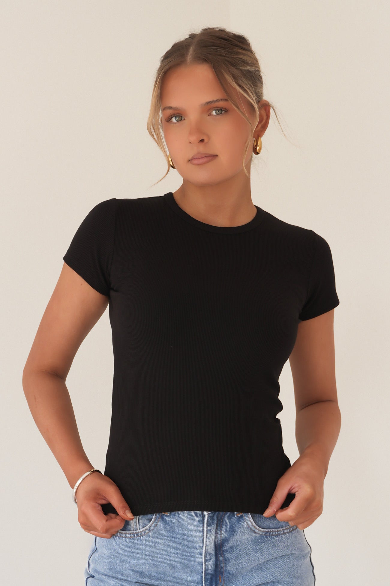 BZ Luxe Rib Tee Black