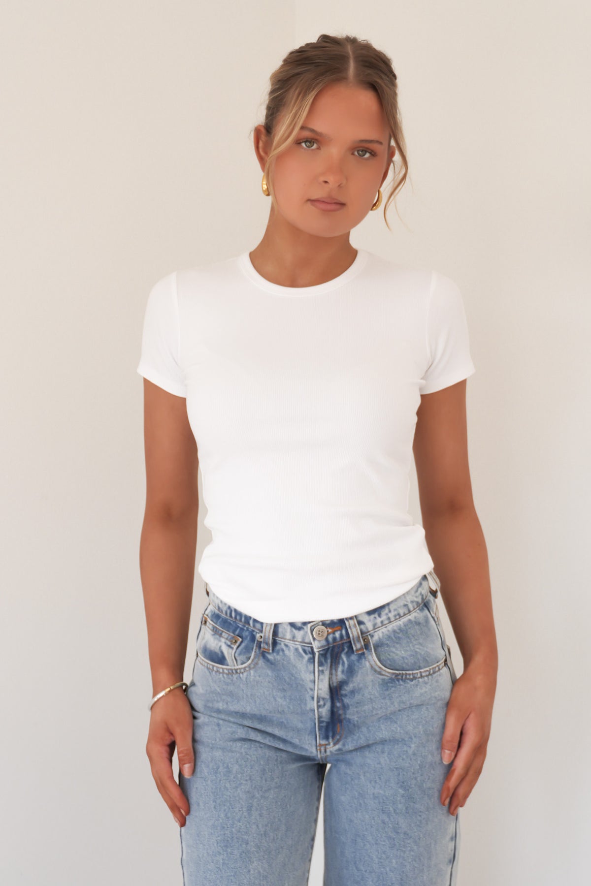 BZ Luxe Rib Tee White