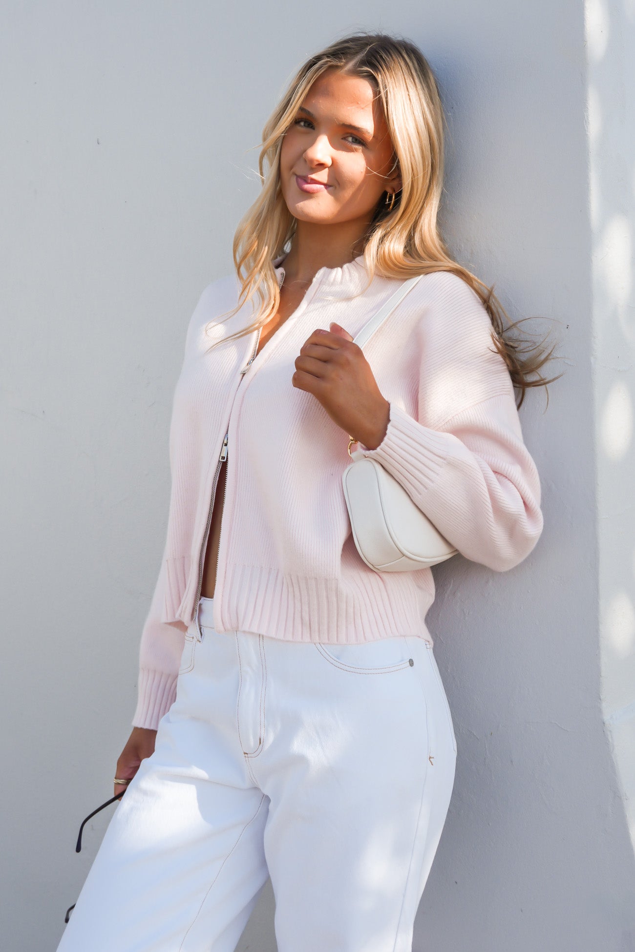 Bess Knit Zip Jumper Pink