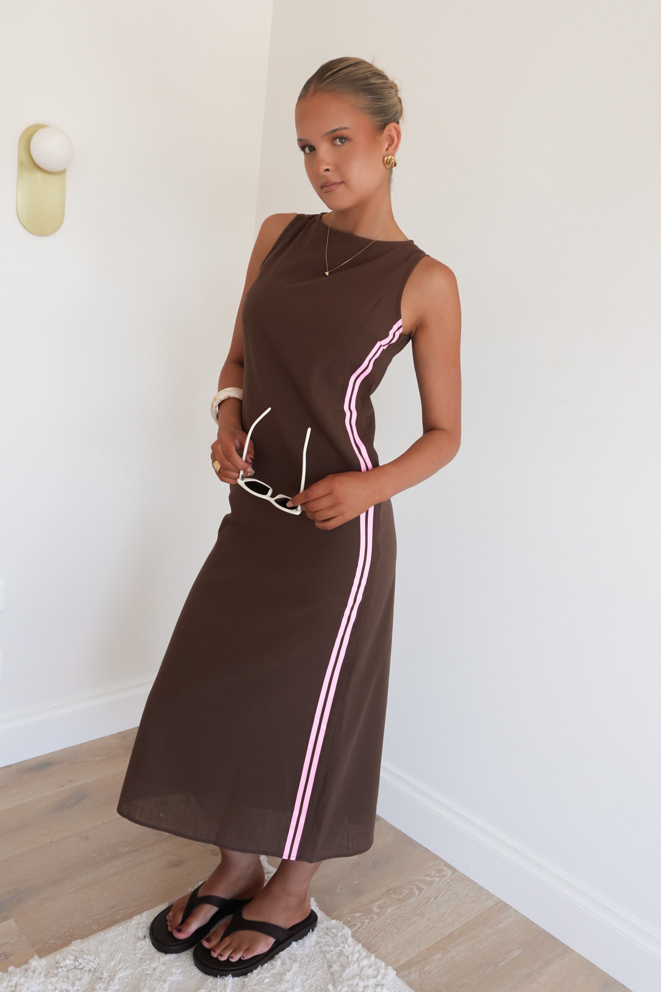 Bessie Midi Dress Chocolate Pink