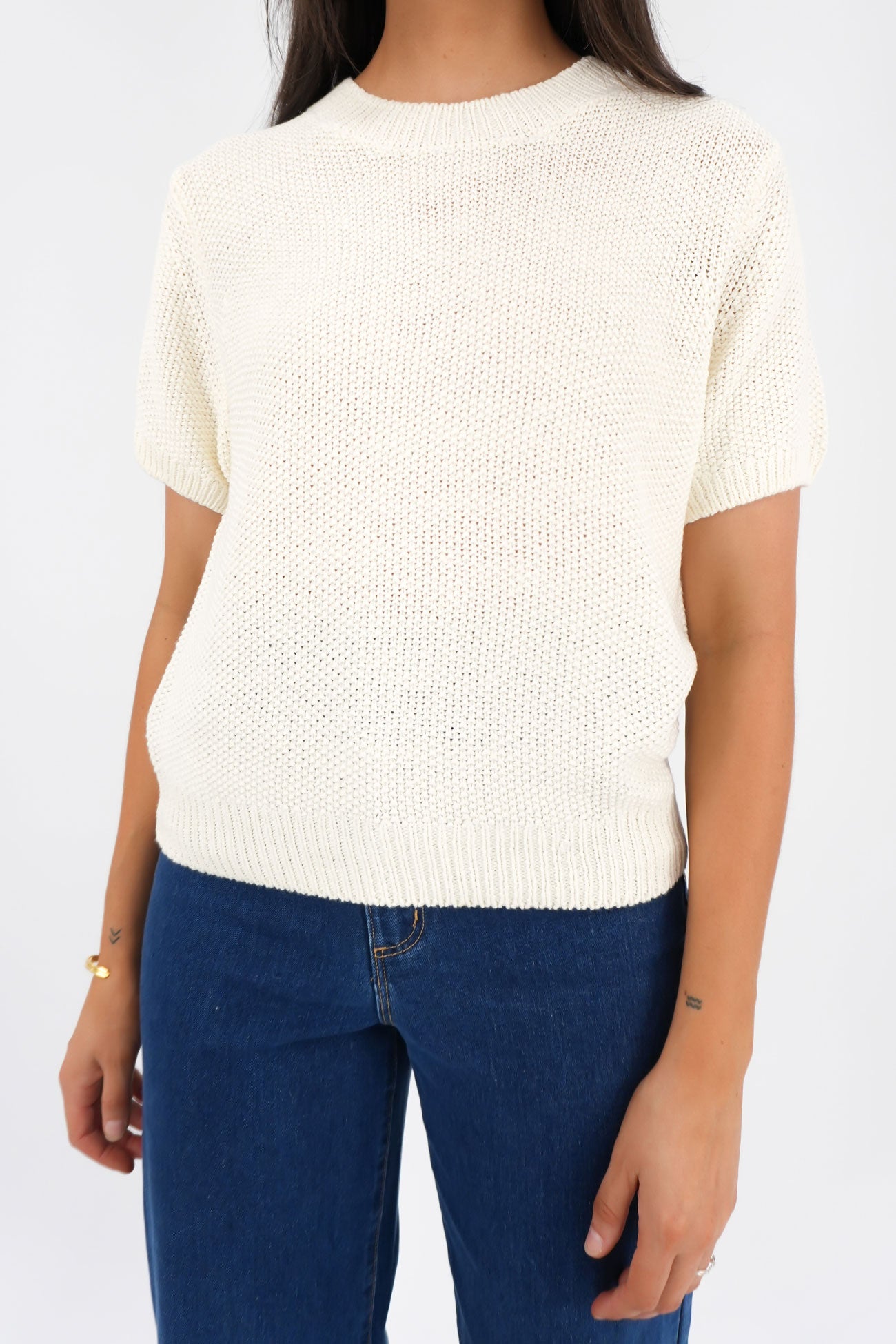 Blair Short Sleeve Knit Vintage White