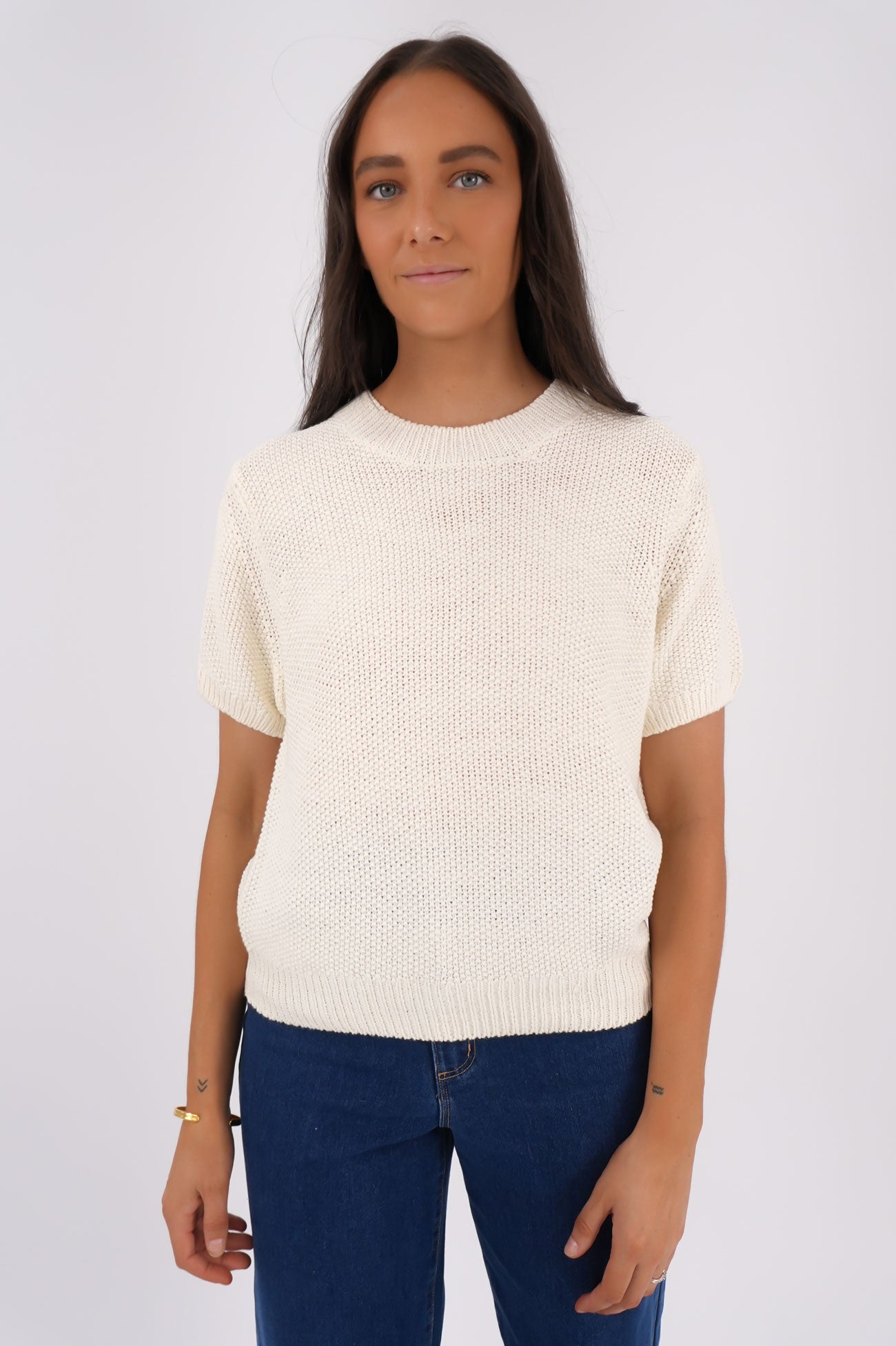 Blair Short Sleeve Knit Vintage White