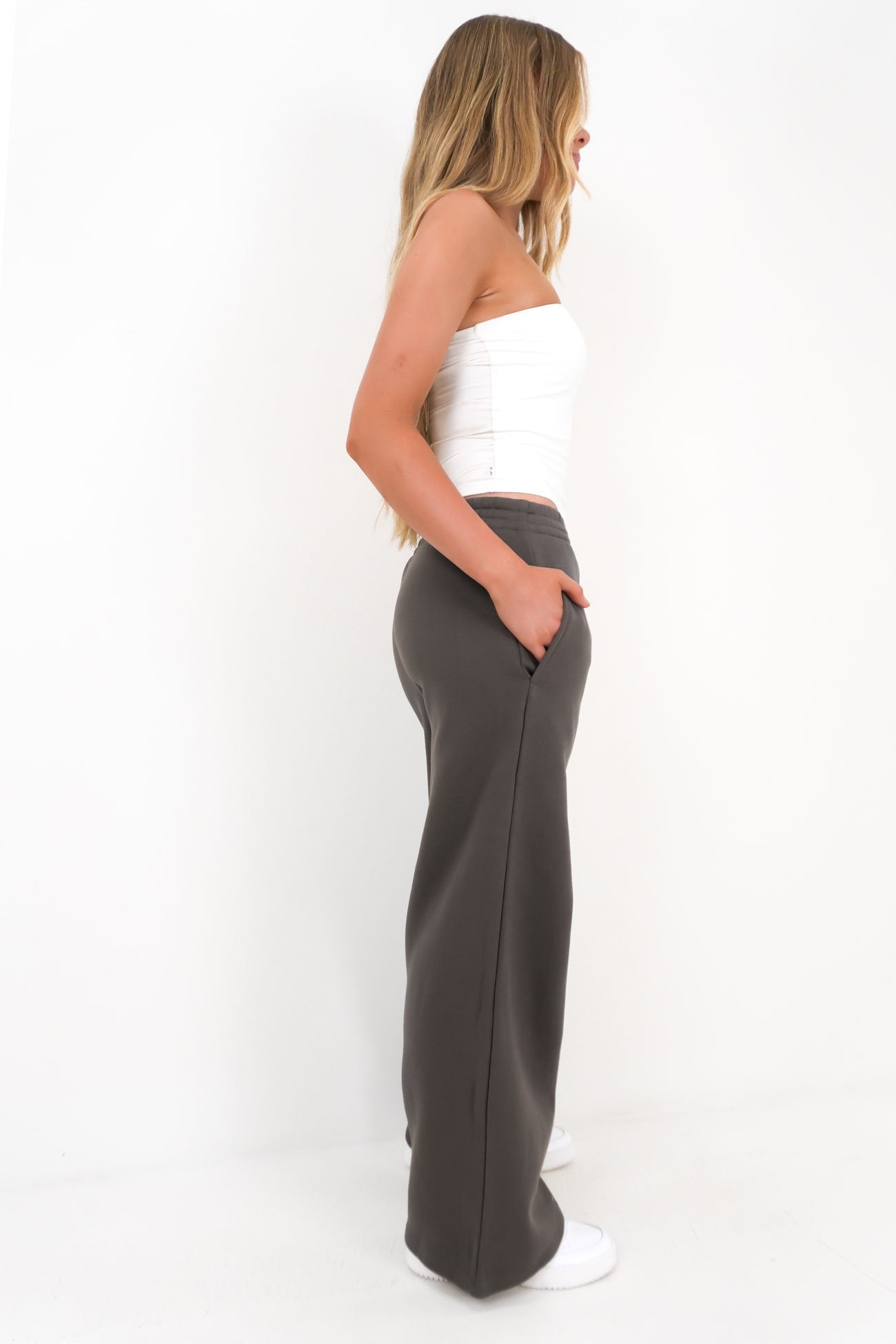 Blair Wide Track Pant Charcoal