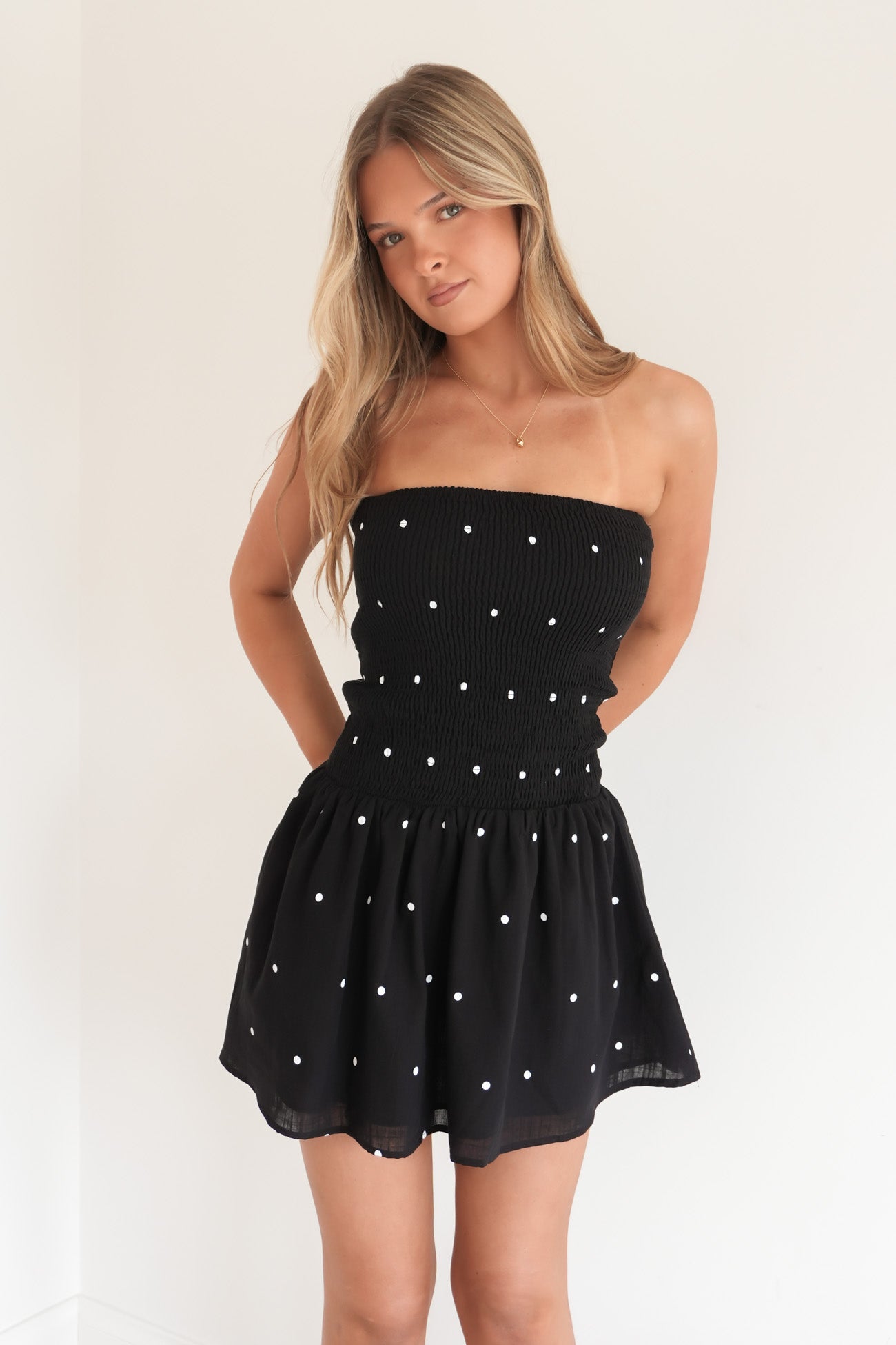 Bradley Mini Dress Black Polka Dot