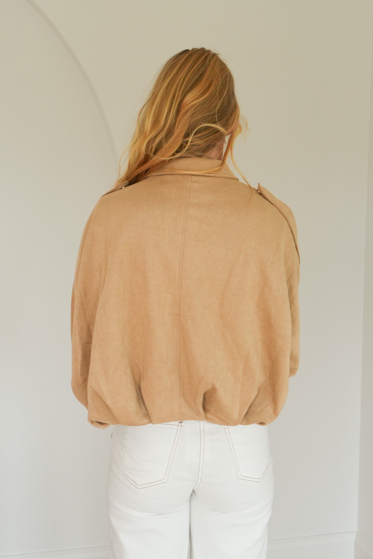 Brooke Suede Bomber Beige
