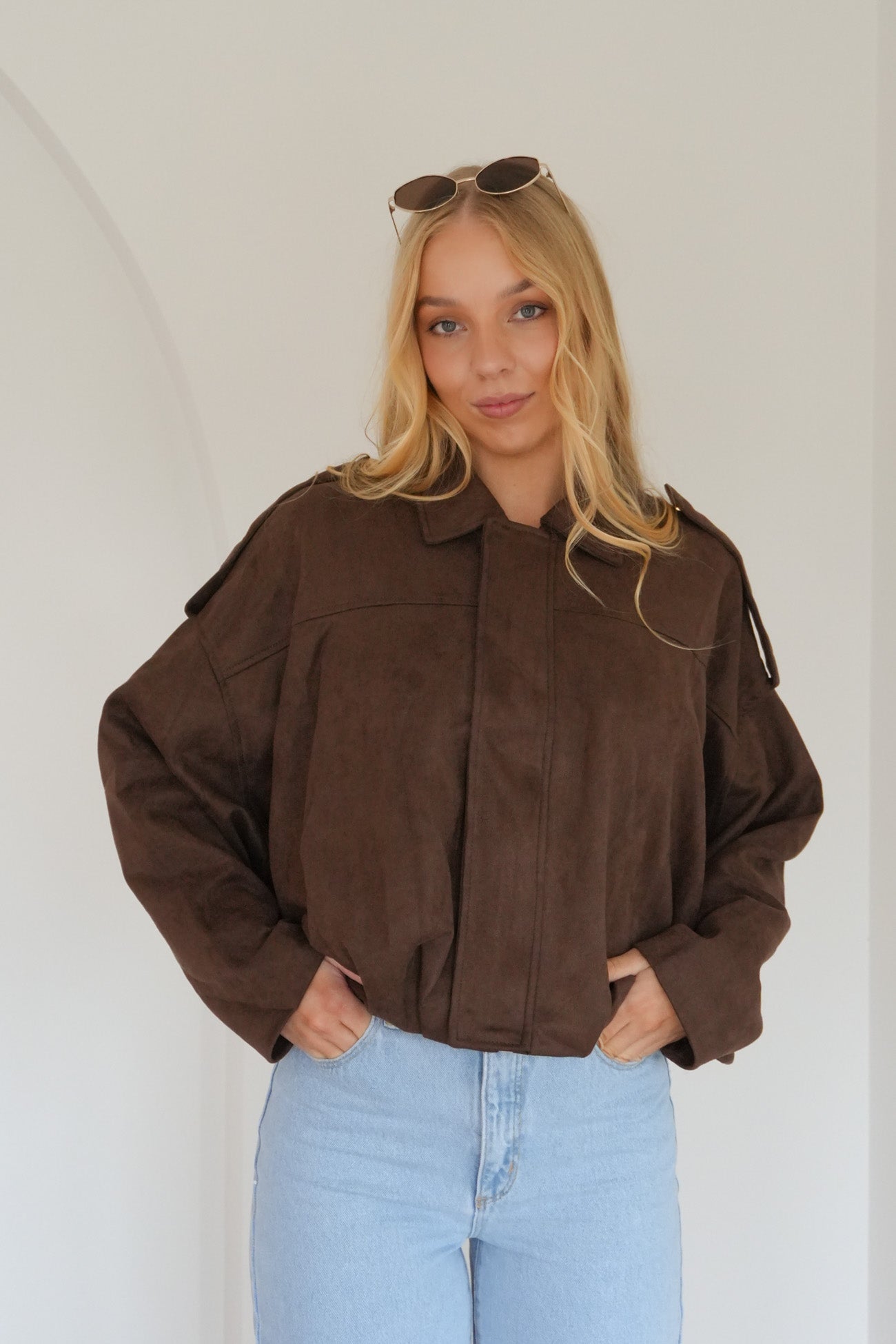 Brooke Suede Bomber Chocolate