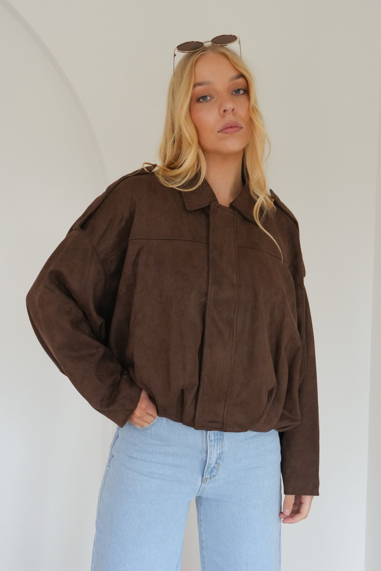 Brooke Suede Bomber Chocolate