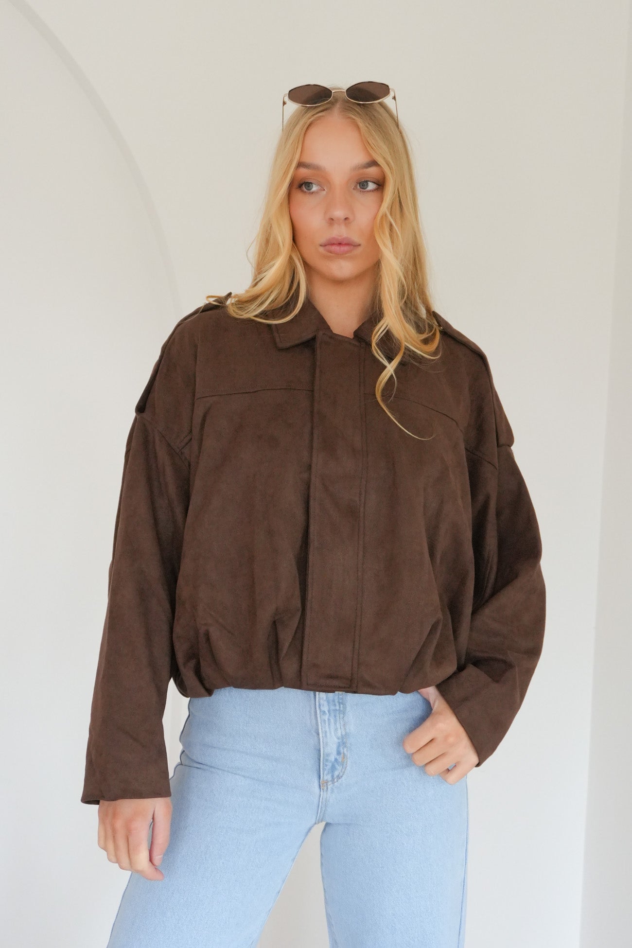 Brooke Suede Bomber Chocolate