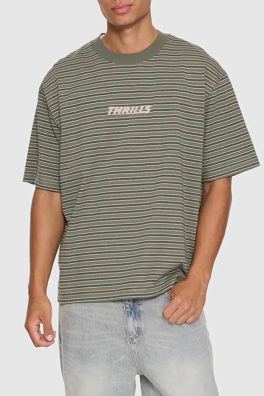 Built To Last Stripe Oversize Box Crop Tee Beetle