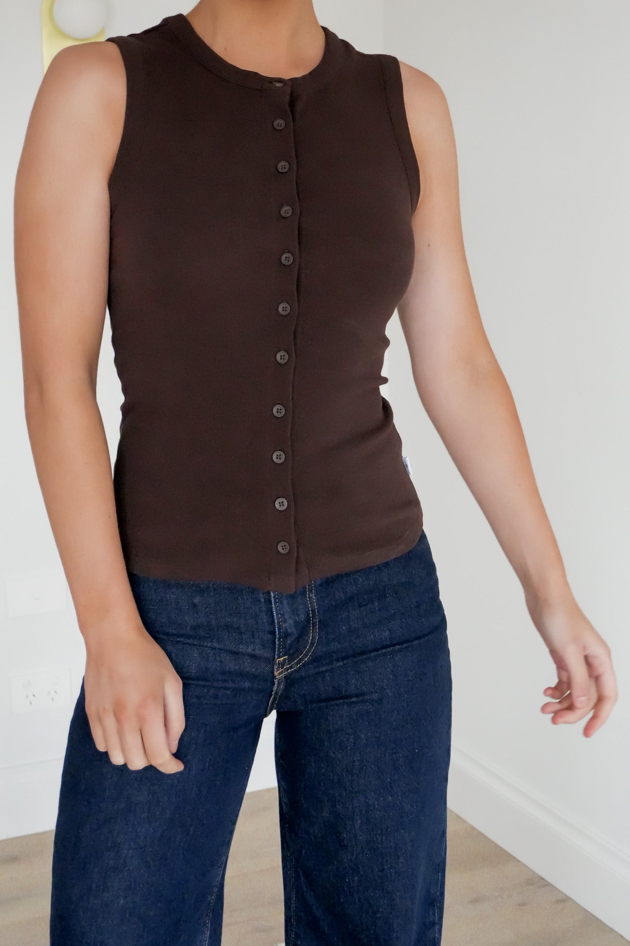Button Up Tank Chocolate