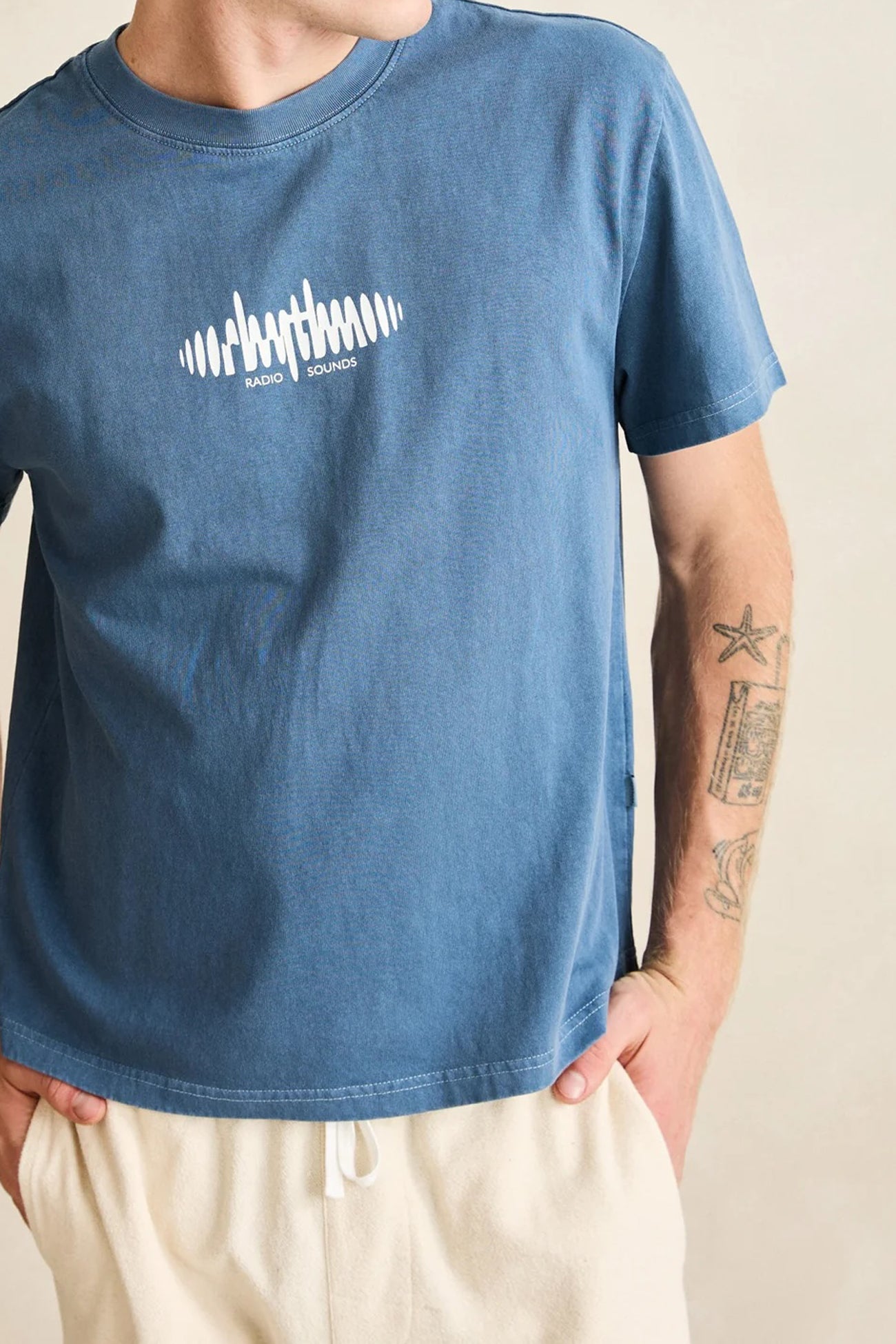 Sounds Contrast Band Short Sleeve T-Shirt Blue