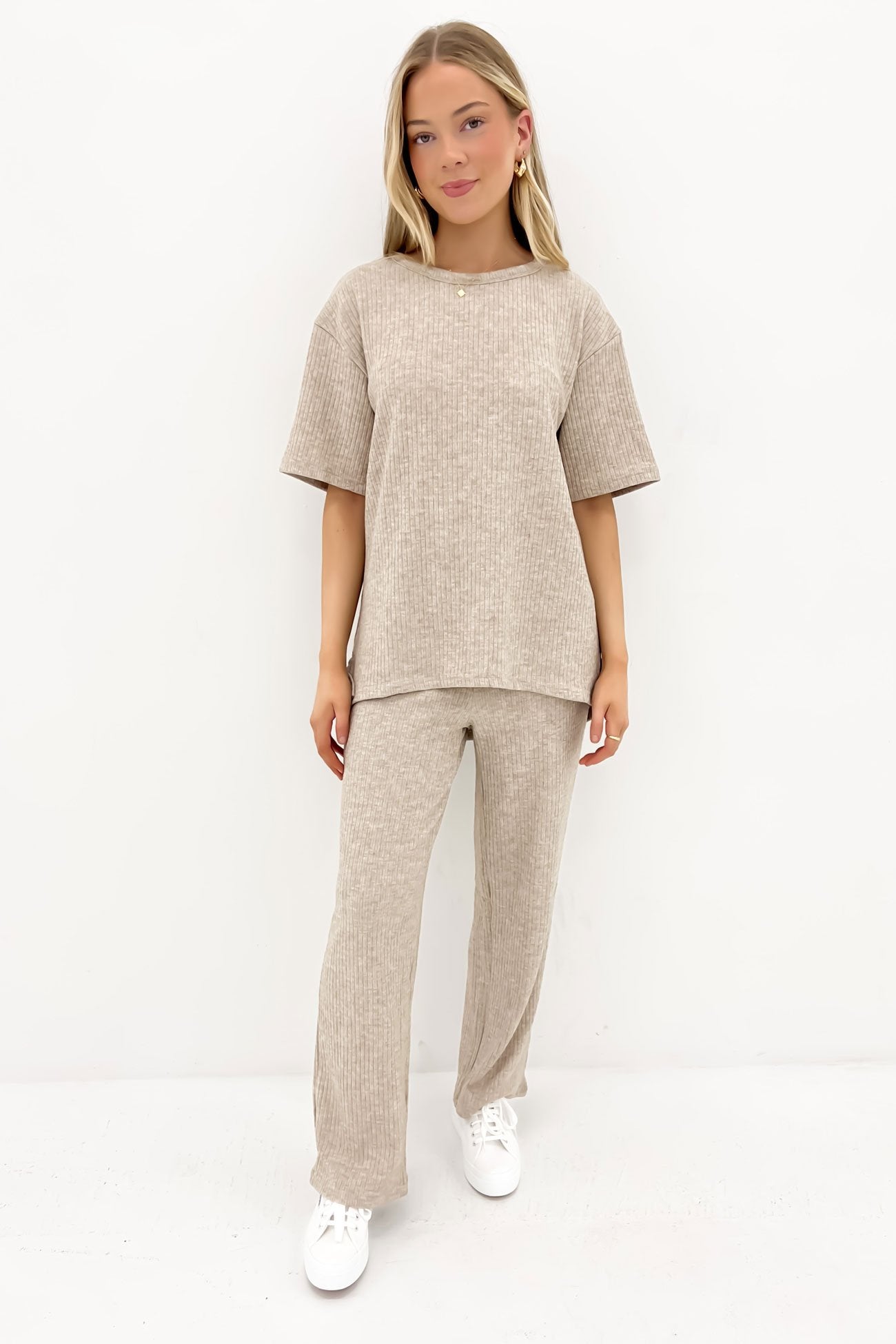 Caeleigh Ribbed Top Beige