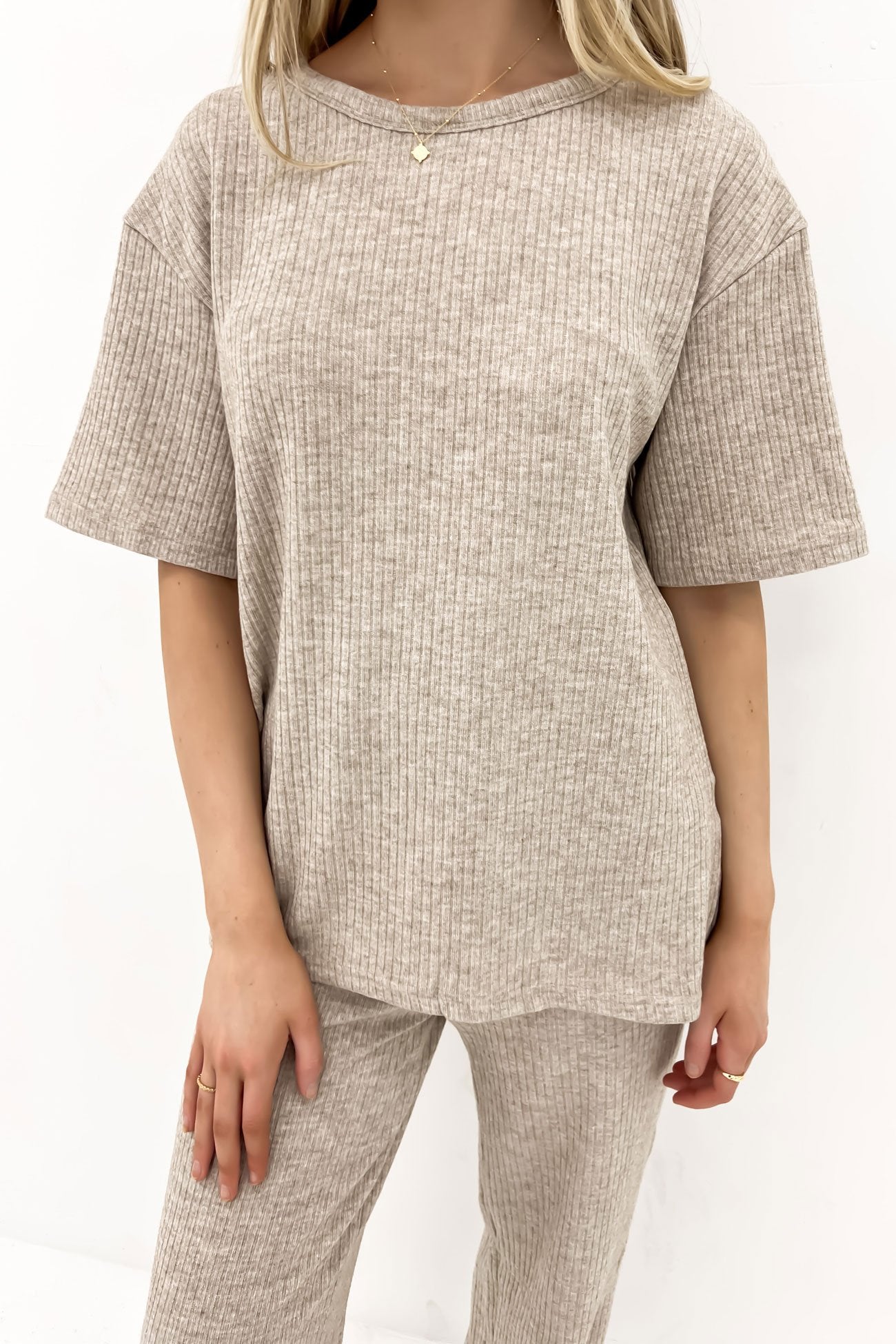 Caeleigh Ribbed Top Beige