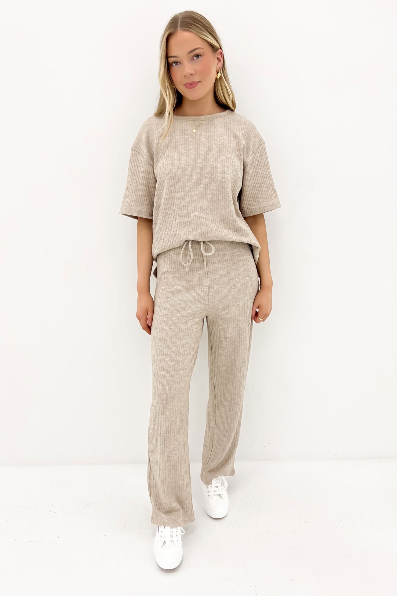 Caeleigh Ribbed Top Beige