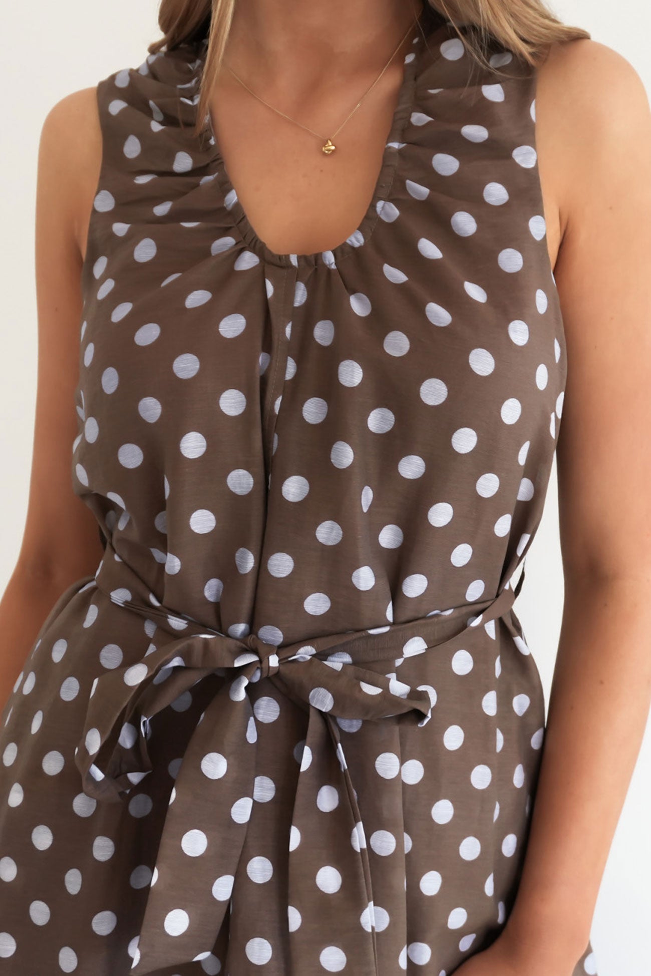 Cailey Maxi Dress Chocolate Polka Dot