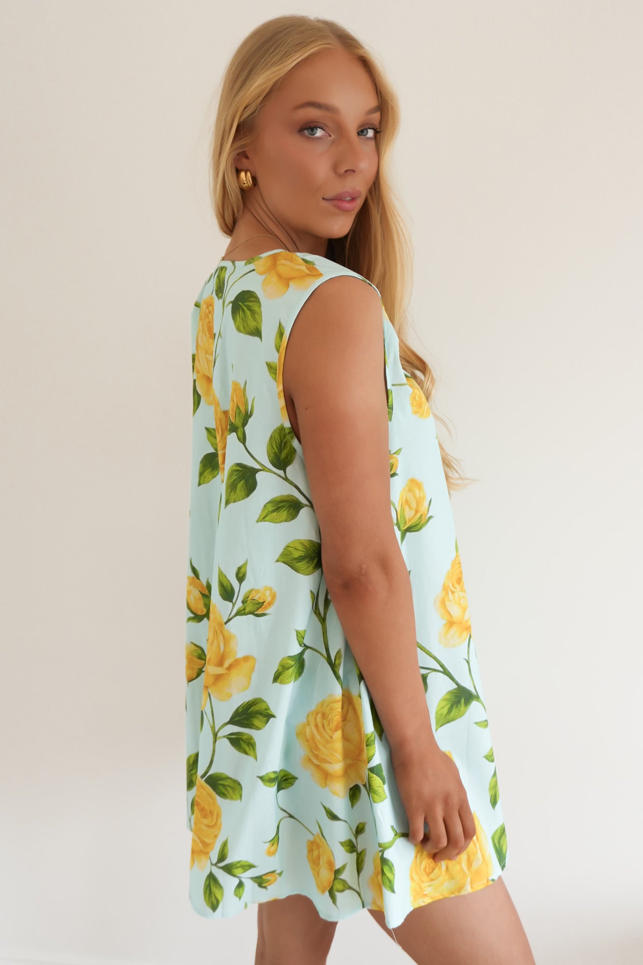 Caitlin Mini Dress Lemon Floral