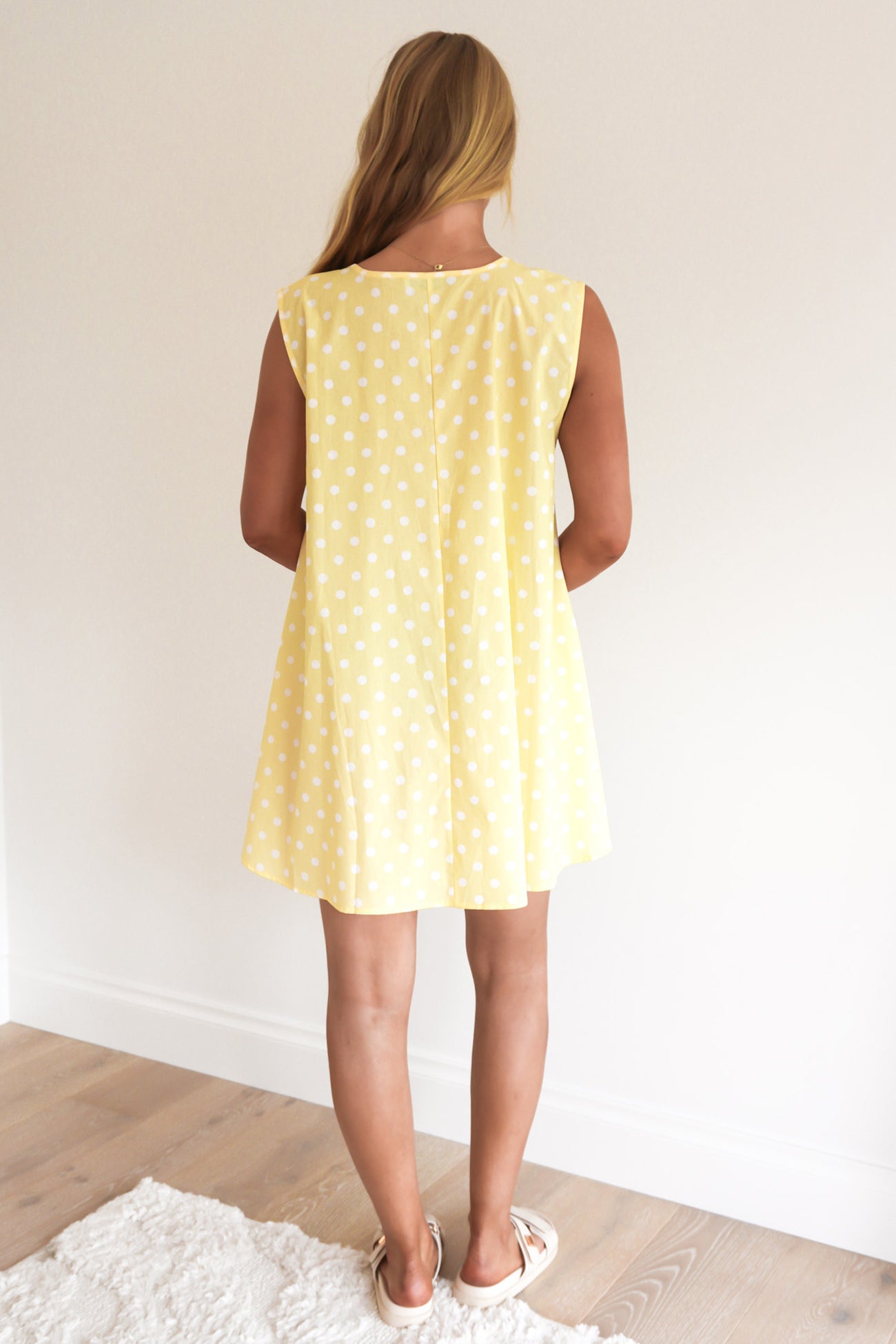 Caitlin Mini Dress Lemon Polka Dot