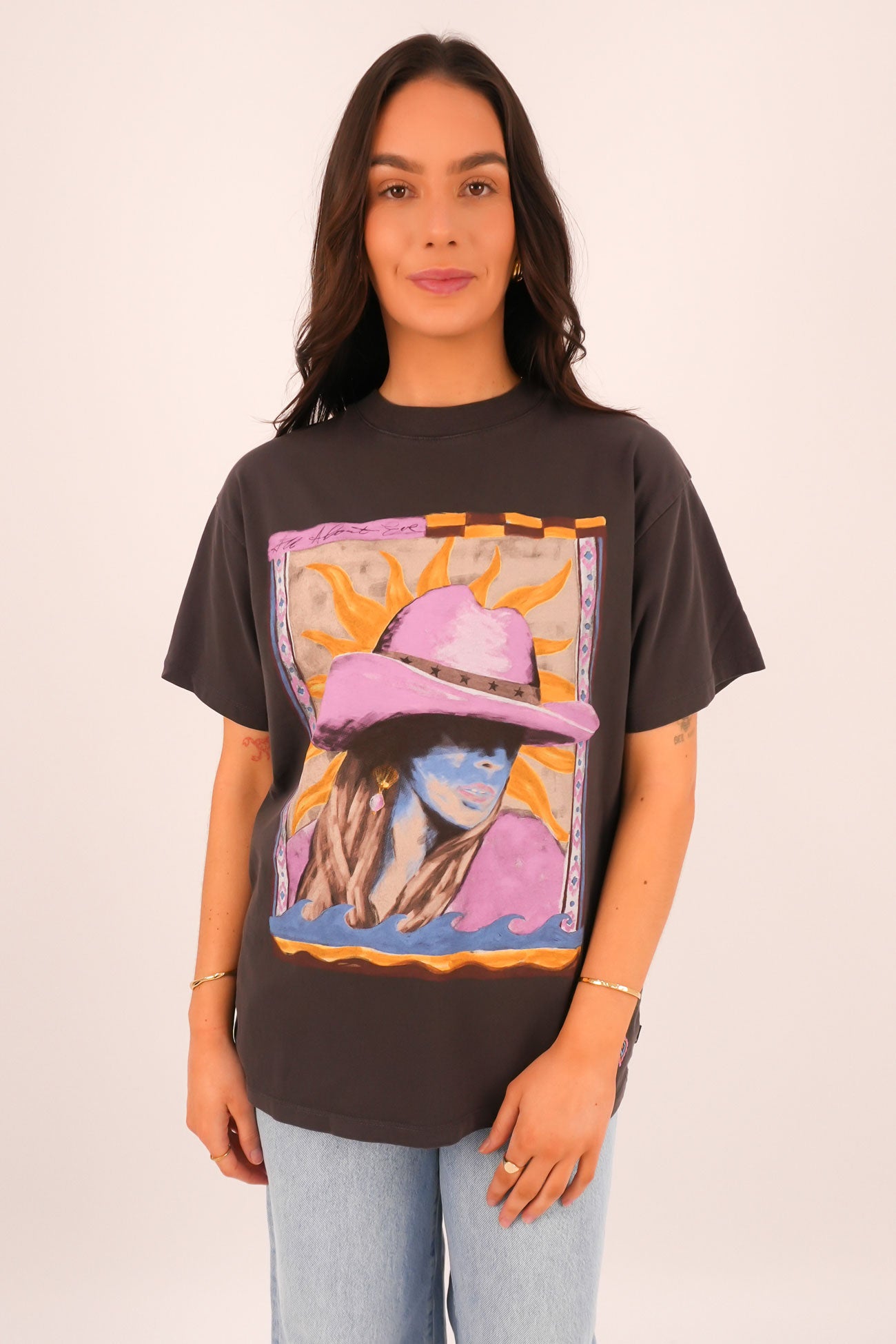 Calamity Sun Relaxed Tee Washed Black