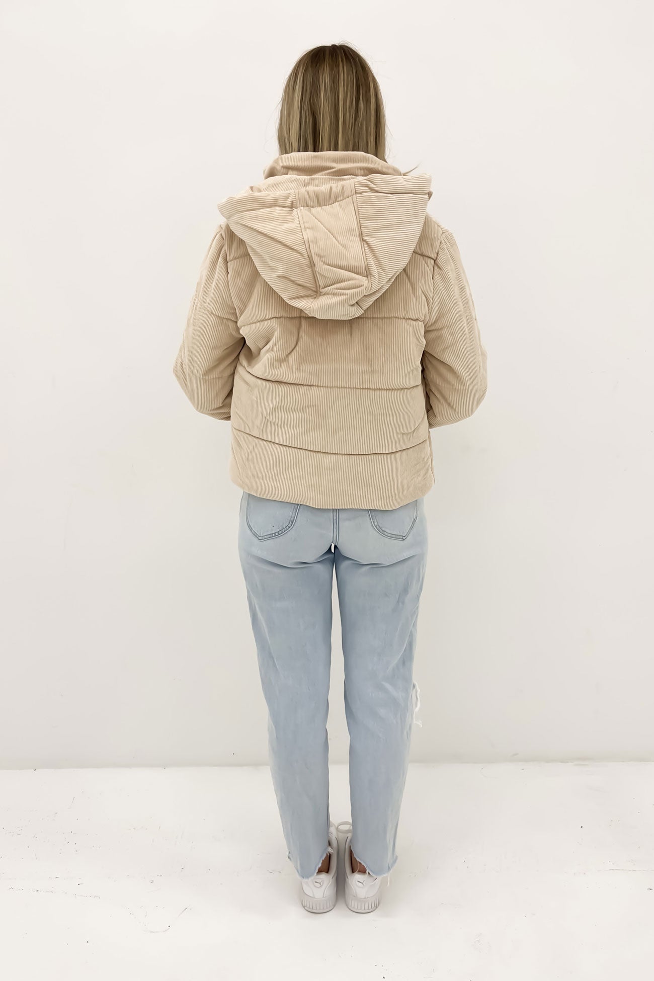 Cali Cord Puffer Vintage White