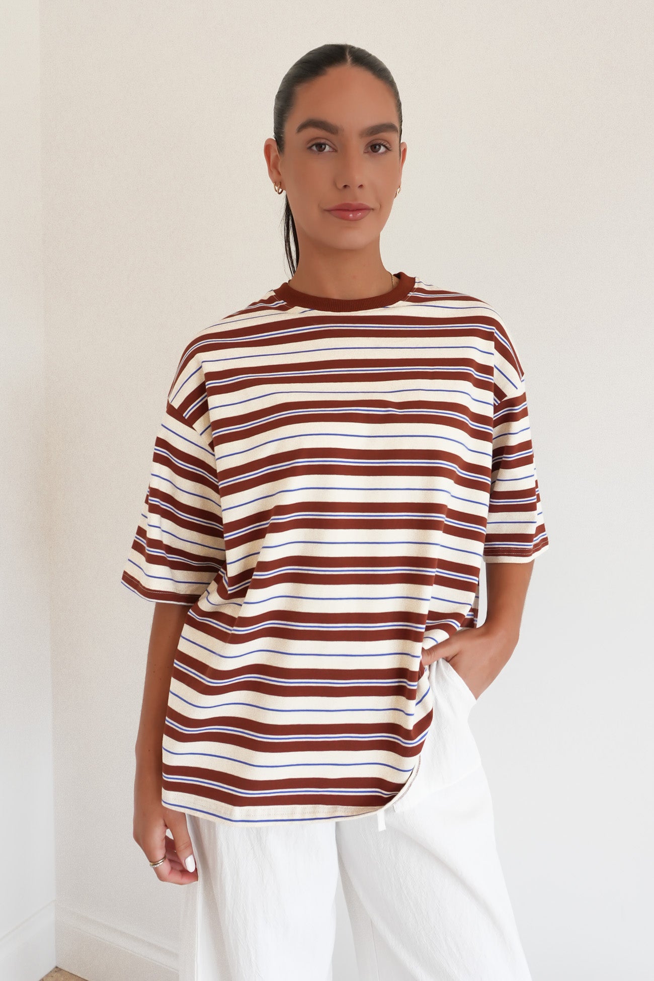 Callum Tee Brown Stripe
