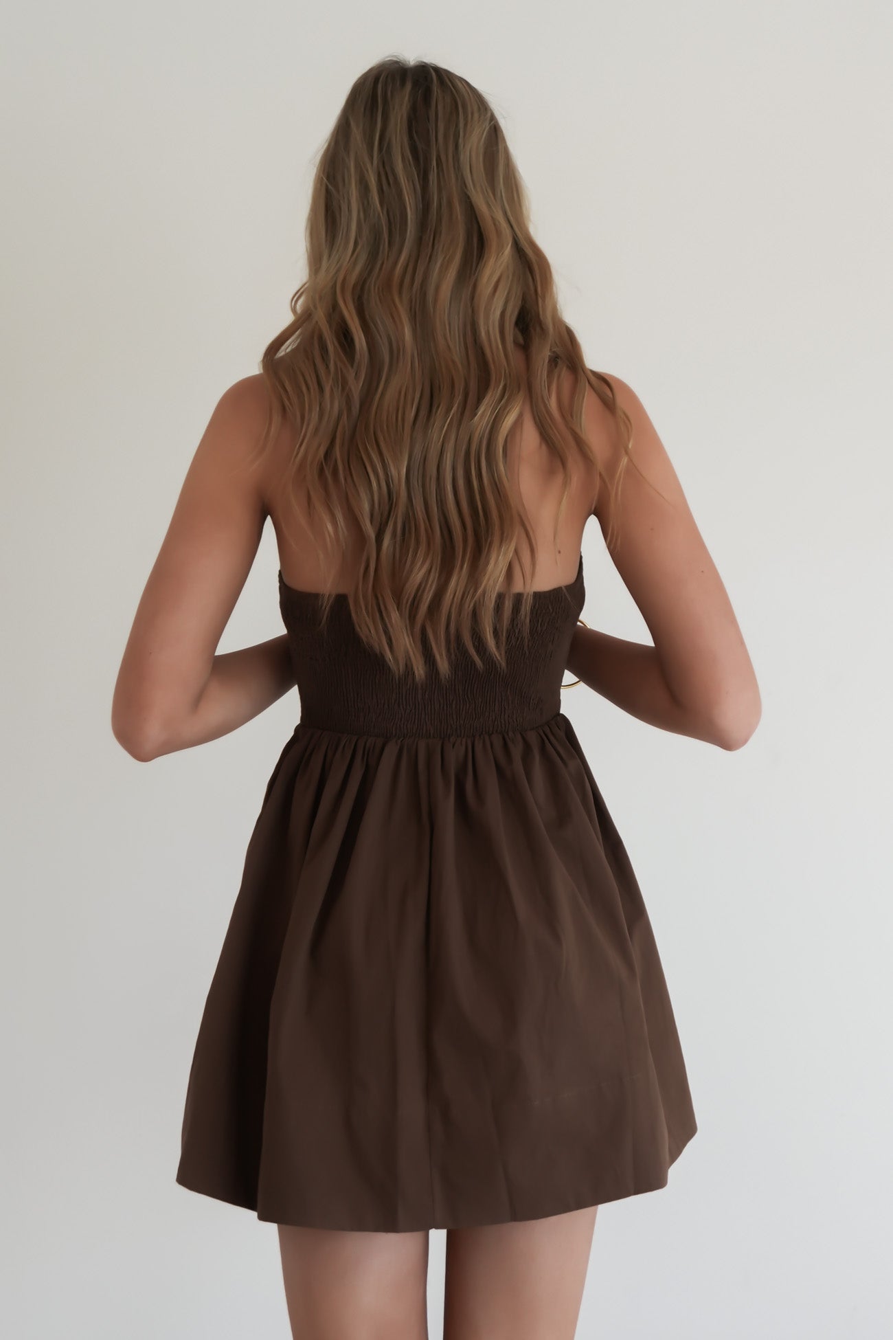 Camelia Halter Mini Dress Brown