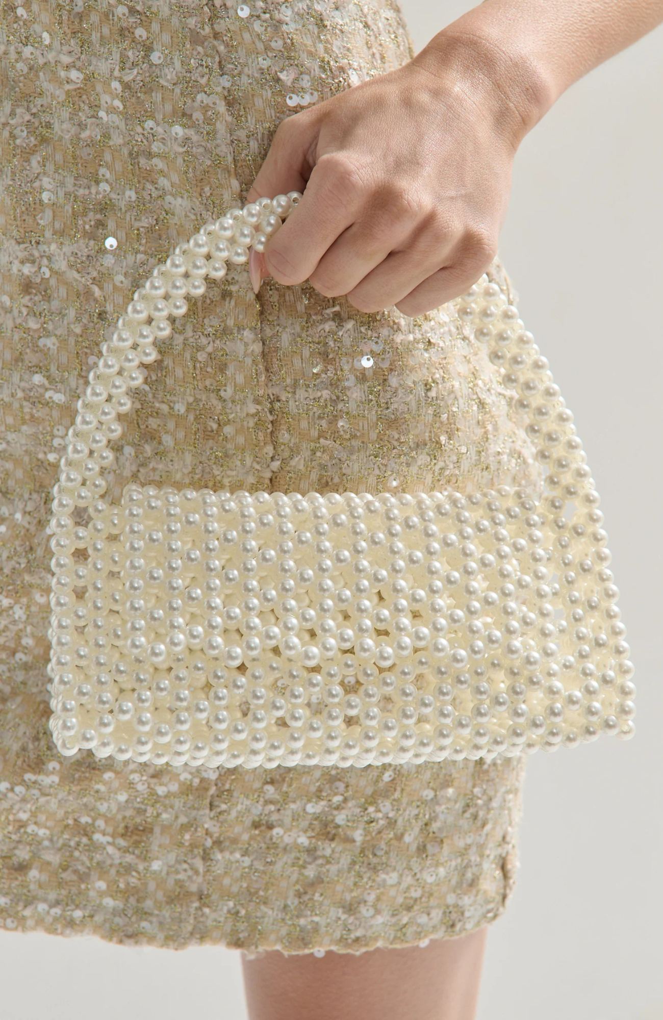 Camilia Pearl Clutch White