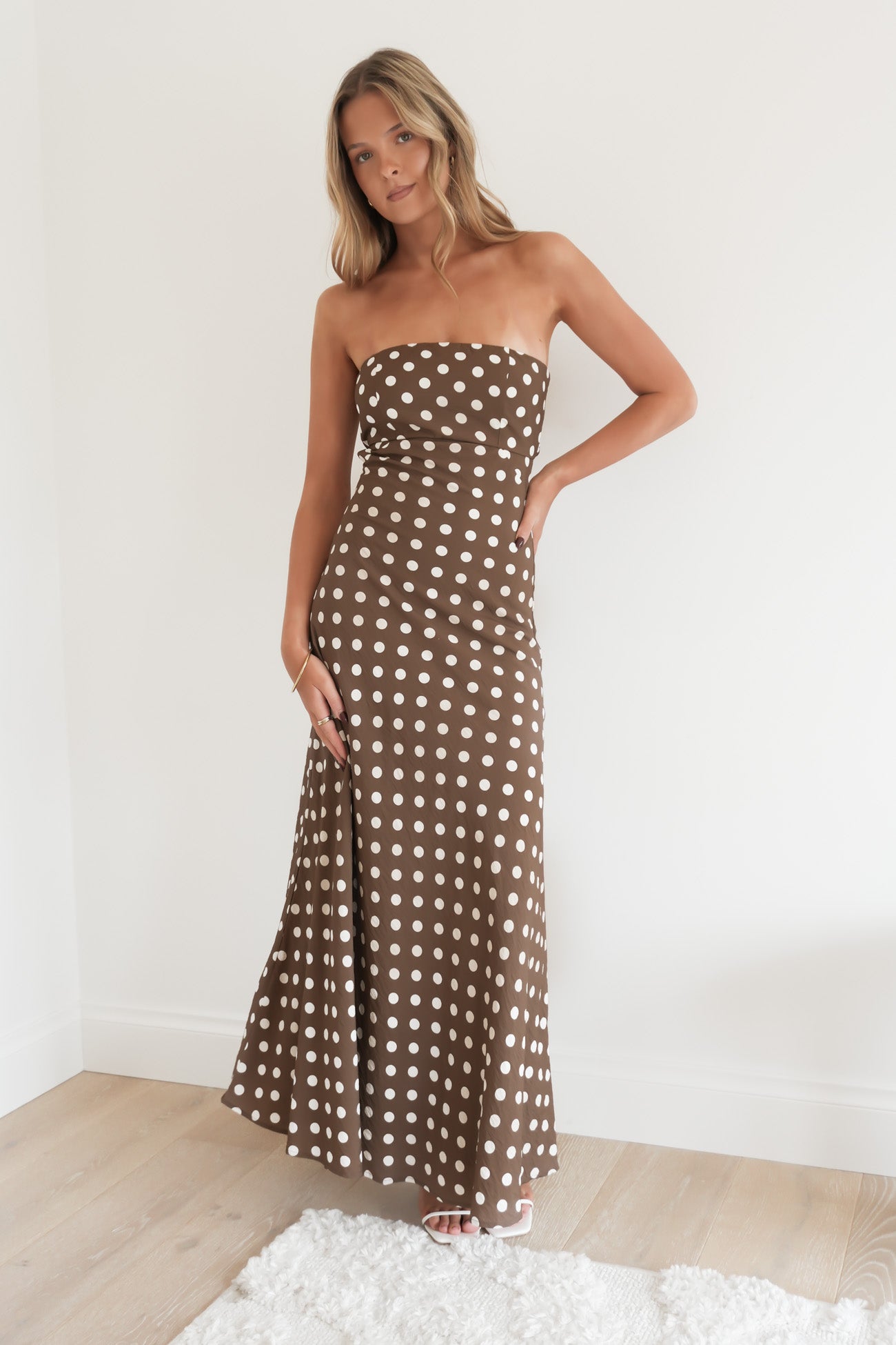 Carlos Maxi Dress Chocolate Polka Dot