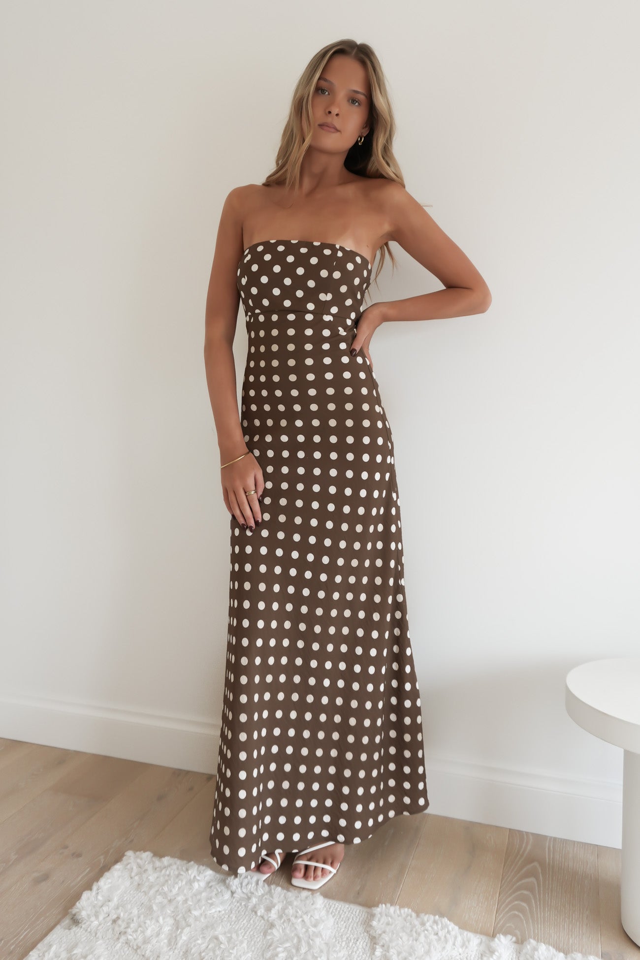 Carlos Maxi Dress Chocolate Polka Dot