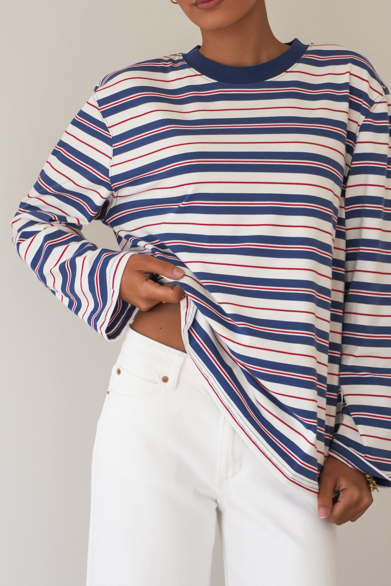 Carter Long Sleeve Red Slate Stripe
